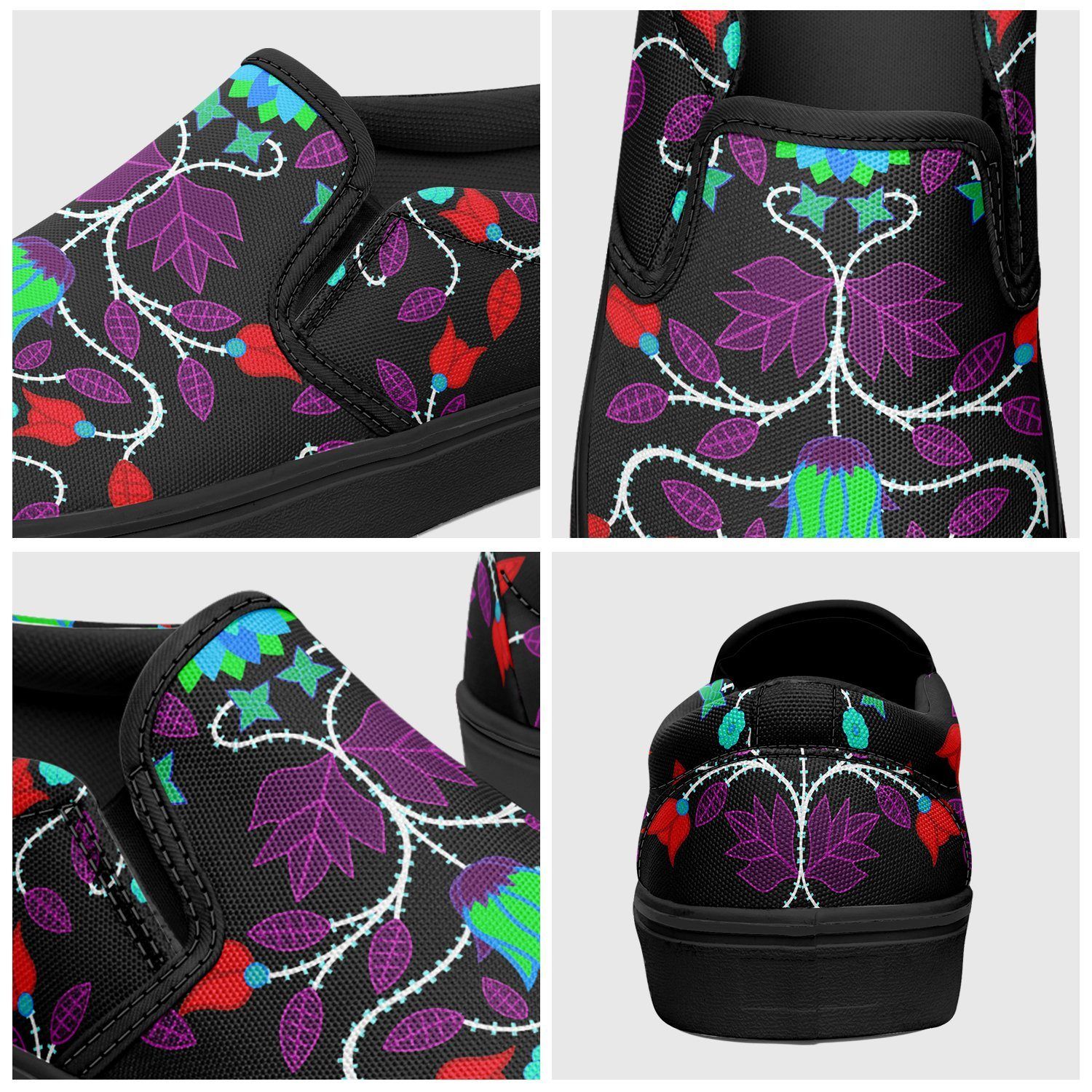 Floral Beadwork Four Clans Winter Otoyimm Kid's Canvas Slip On Shoes 49 Dzine