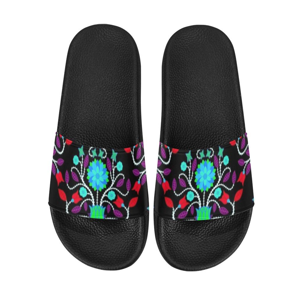 Floral Beadwork Four Clans Winter Women's Slide Sandals (Model 057) Women's Slide Sandals (057) e-joyer