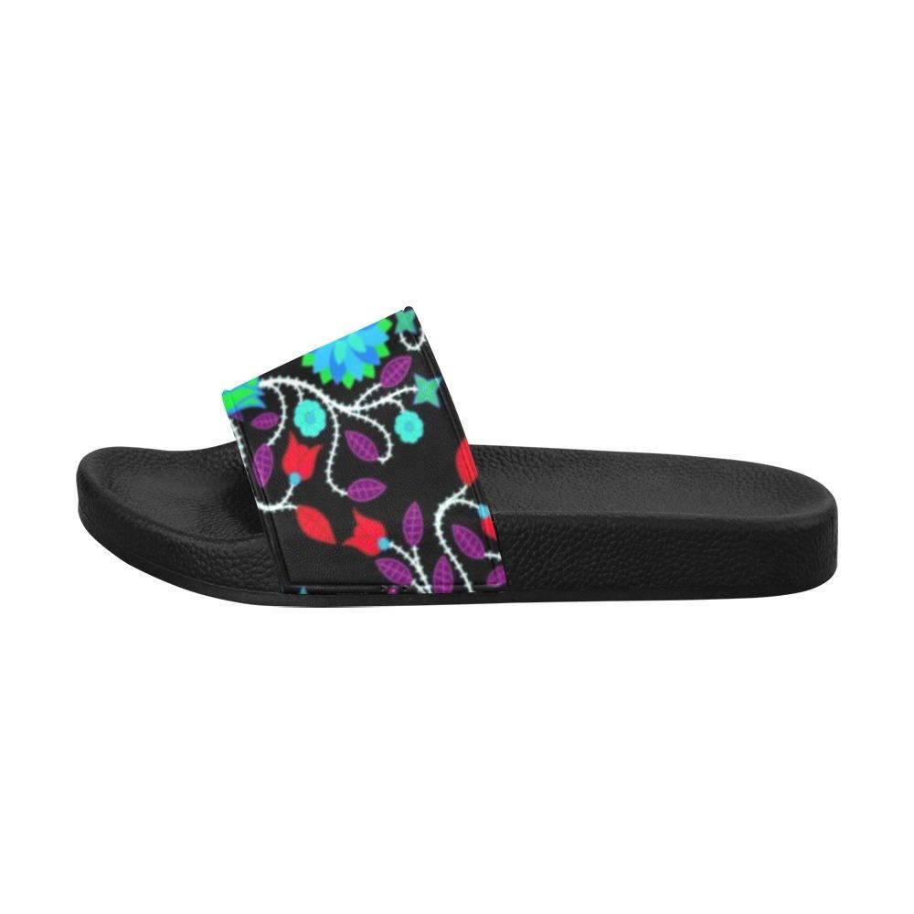 Floral Beadwork Four Clans Winter Women's Slide Sandals (Model 057) Women's Slide Sandals (057) e-joyer