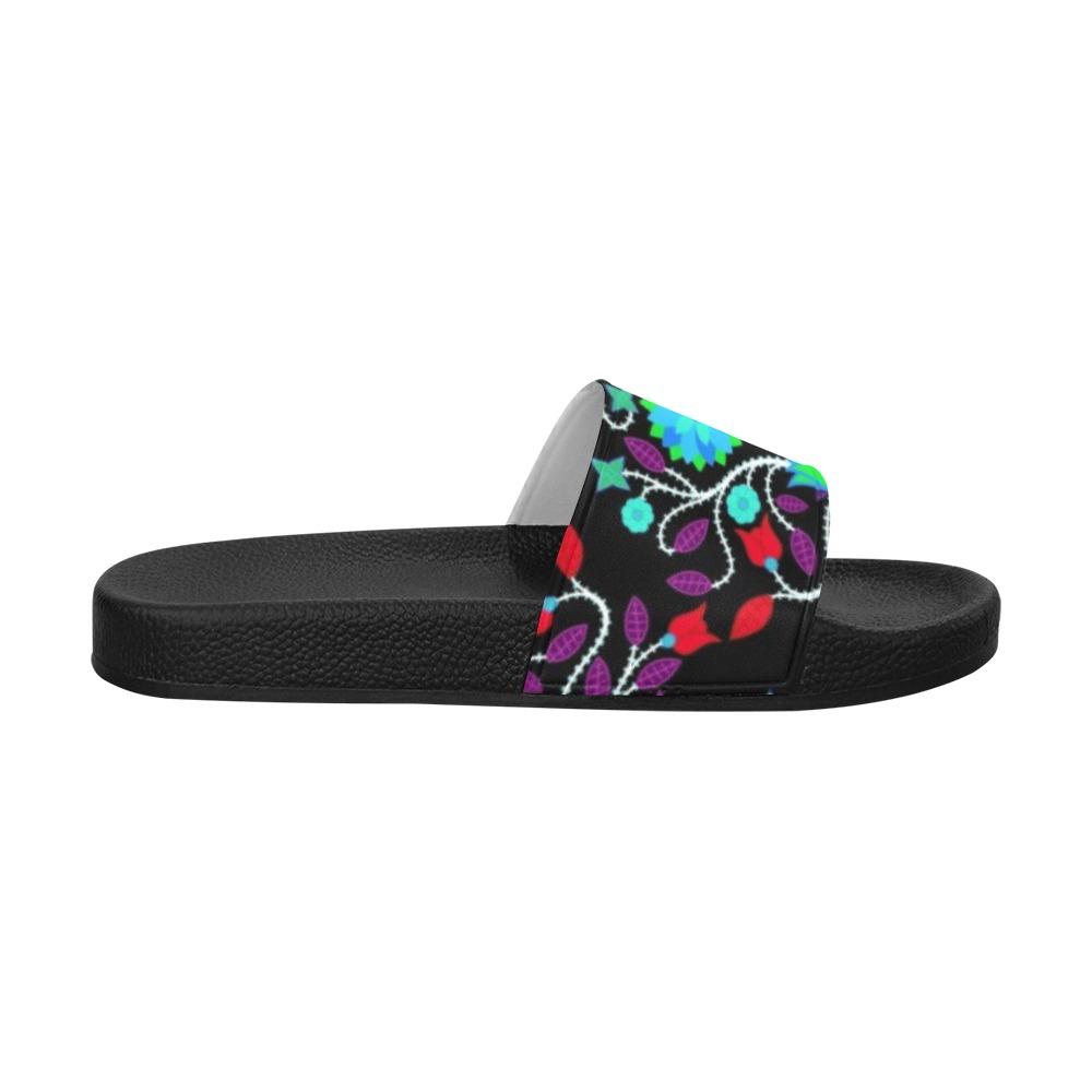 Floral Beadwork Four Clans Winter Women's Slide Sandals (Model 057) Women's Slide Sandals (057) e-joyer