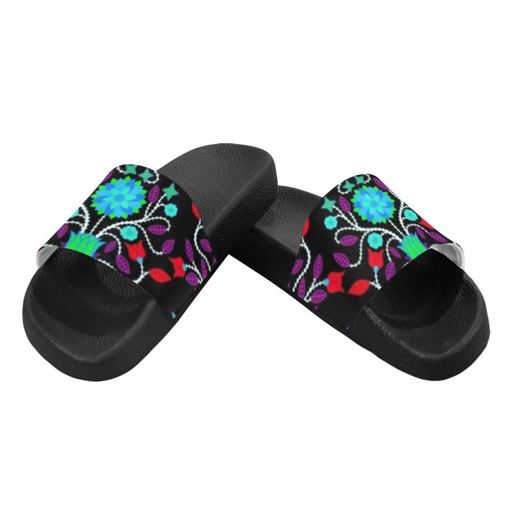 Floral Beadwork Four Clans Winter Women's Slide Sandals (Model 057) Women's Slide Sandals (057) e-joyer