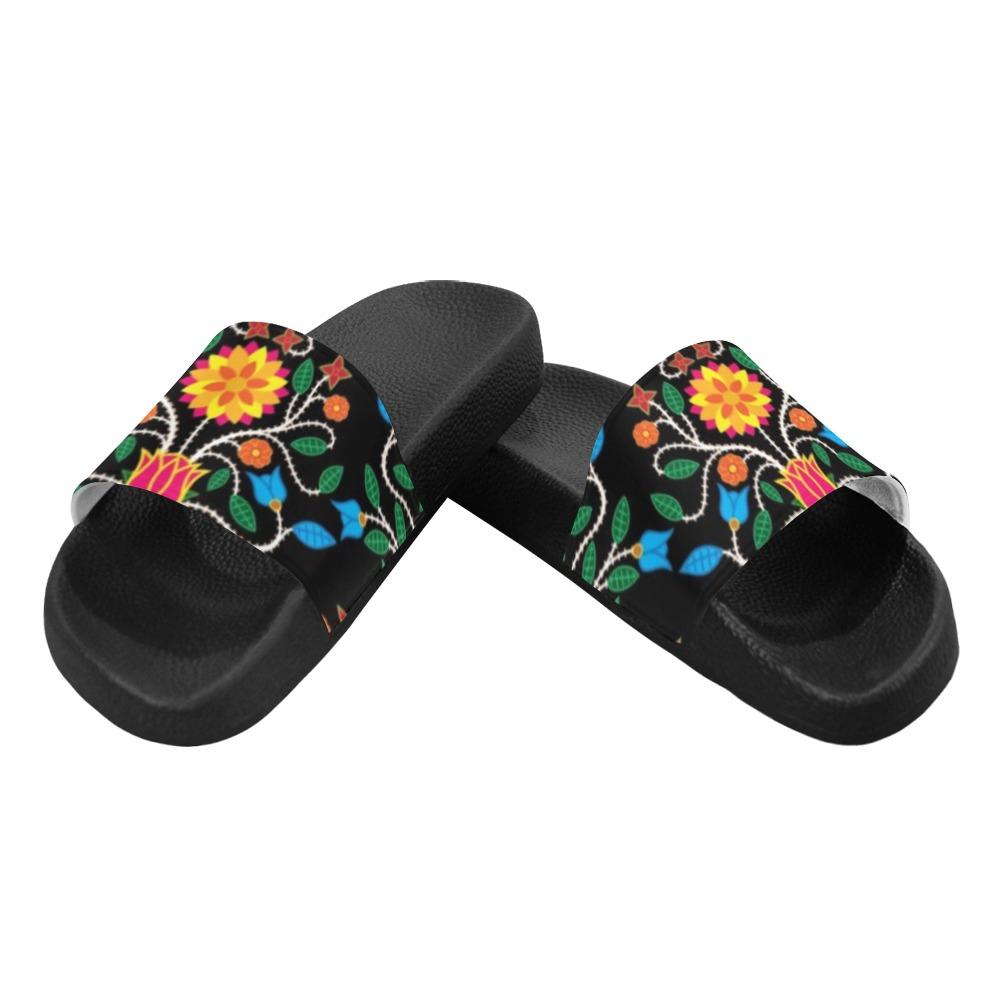 Floral Beadwork Four Clans Women's Slide Sandals (Model 057) Women's Slide Sandals (057) e-joyer