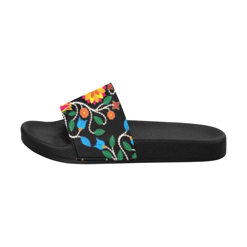 Floral Beadwork Four Clans Women's Slide Sandals (Model 057) Women's Slide Sandals (057) e-joyer