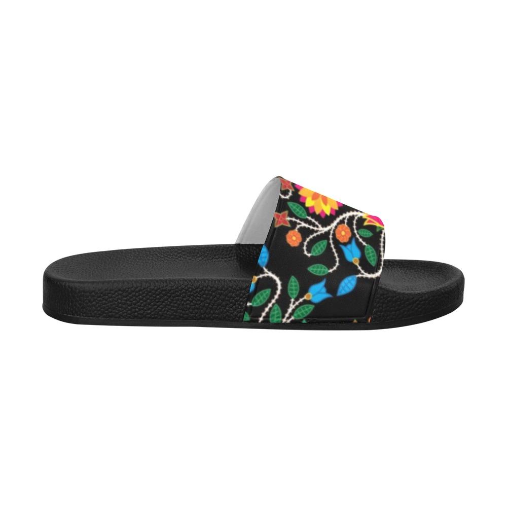 Floral Beadwork Four Clans Women's Slide Sandals (Model 057) Women's Slide Sandals (057) e-joyer