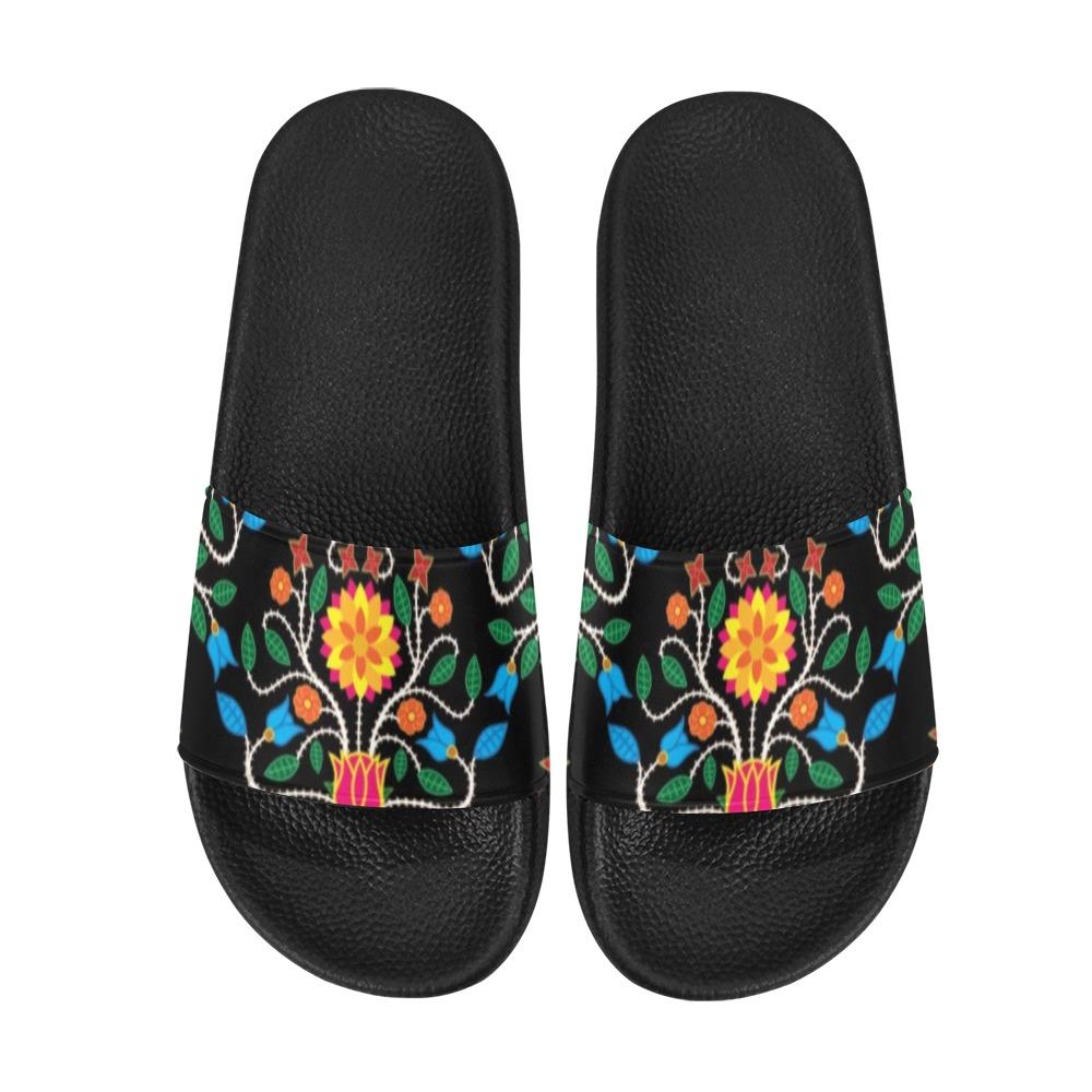 Floral Beadwork Four Clans Women's Slide Sandals (Model 057) Women's Slide Sandals (057) e-joyer