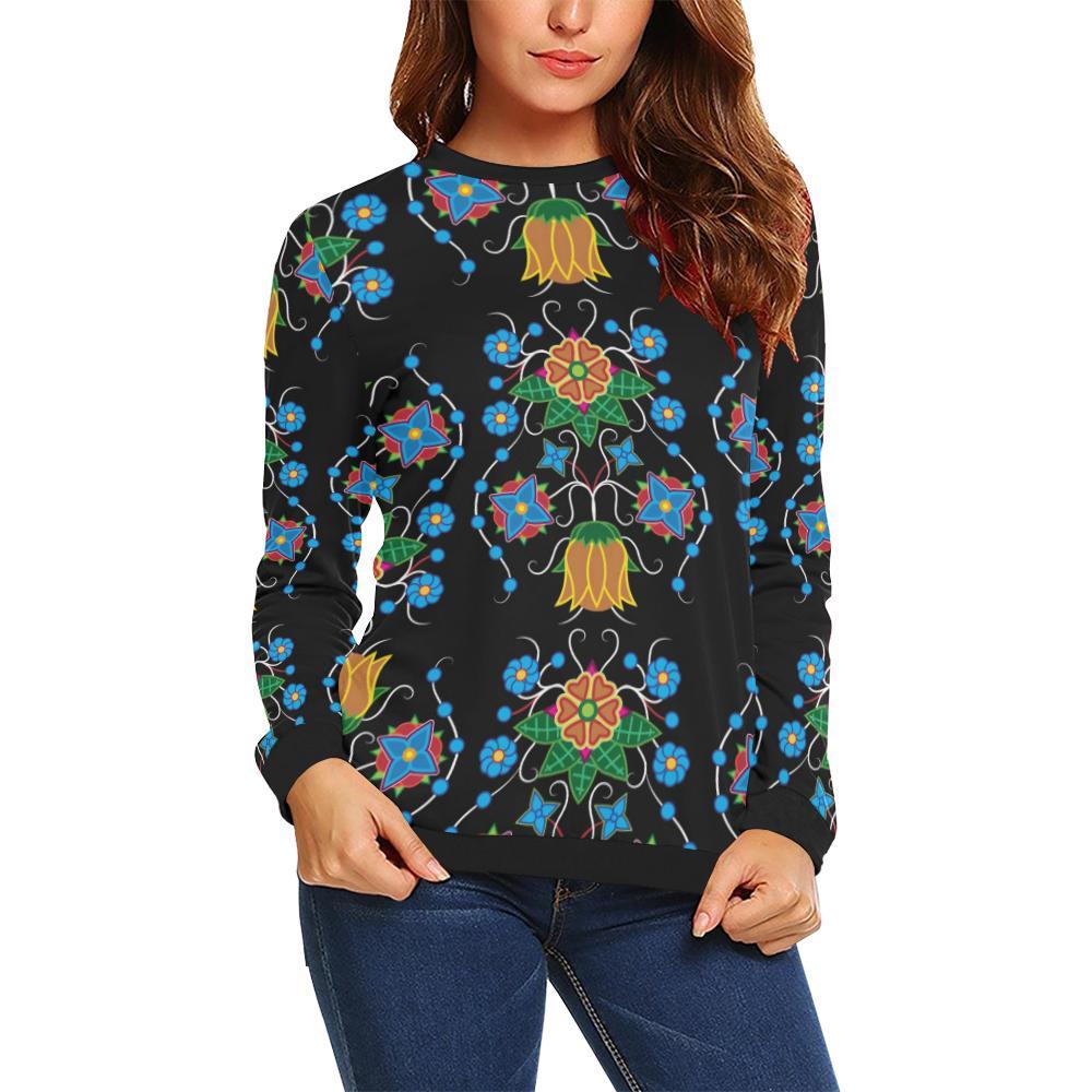 Floral Beadwork Four Mothers All Over Print Crewneck Sweatshirt for Women (Model H18) Crewneck Sweatshirt for Women (H18) e-joyer