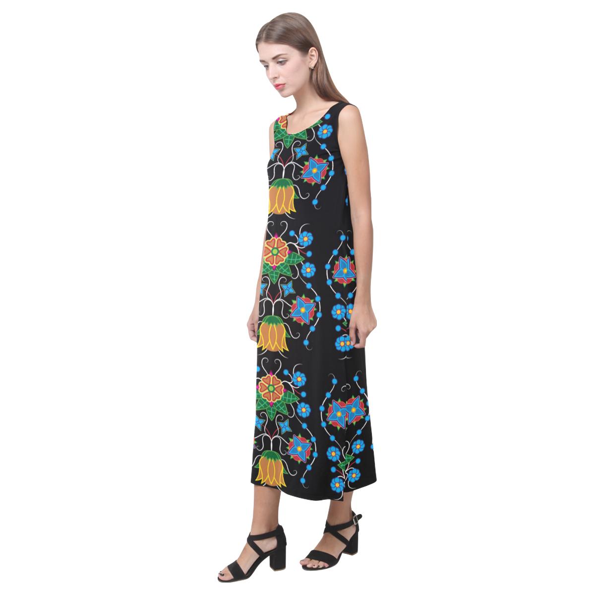 Floral Beadwork Four Mothers Phaedra Sleeveless Open Fork Long Dress (Model D08) Phaedra Sleeveless Open Fork Long Dress (D08) e-joyer