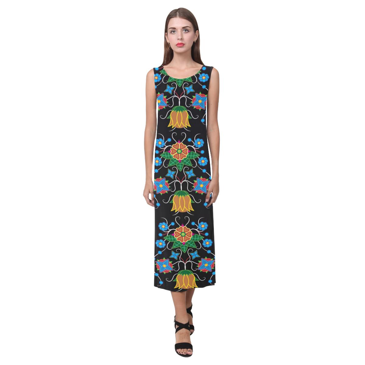 Floral Beadwork Four Mothers Phaedra Sleeveless Open Fork Long Dress (Model D08) Phaedra Sleeveless Open Fork Long Dress (D08) e-joyer