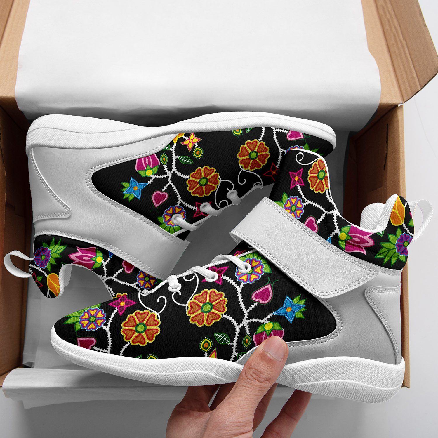 Floral Beadwork Ipottaa Basketball / Sport High Top Shoes 49 Dzine