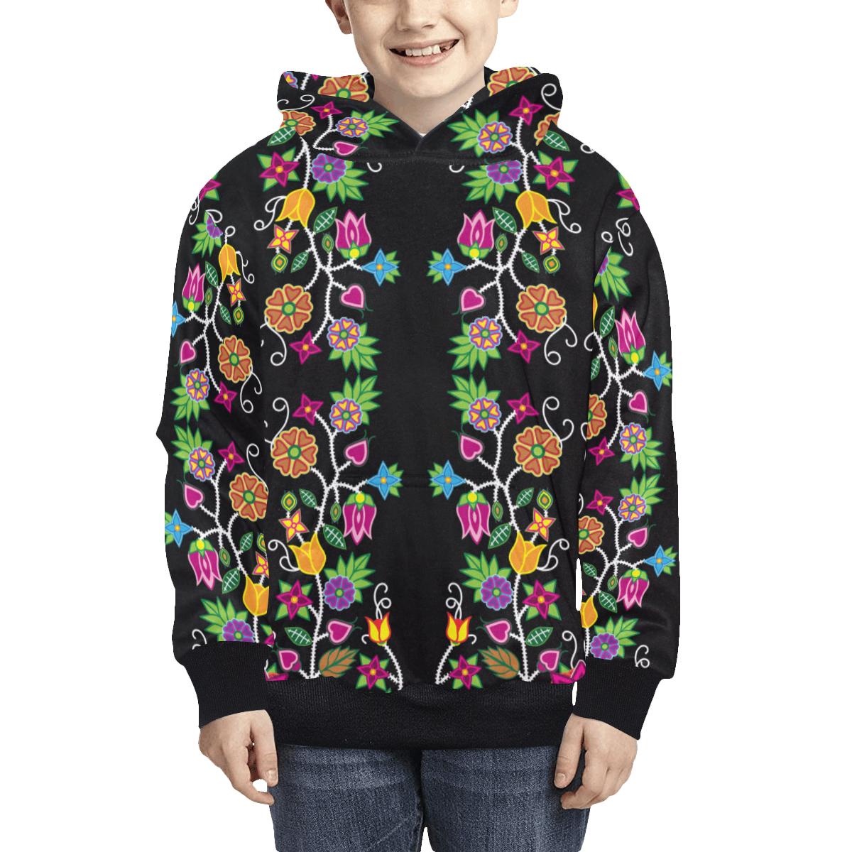 Floral Beadwork Kids' All Over Print Hoodie (Model H38) Kids' AOP Hoodie (H38) e-joyer