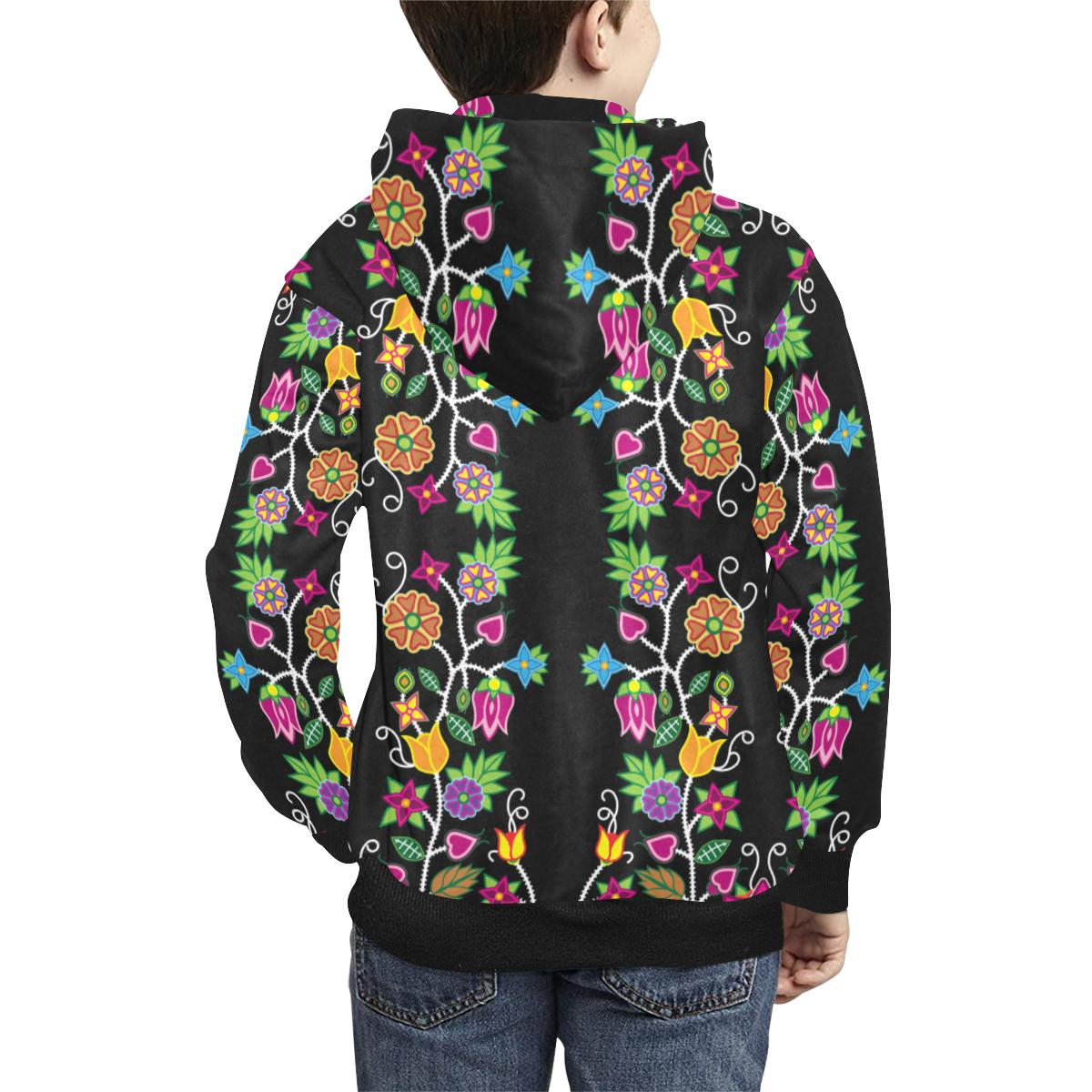 Floral Beadwork Kids' All Over Print Hoodie (Model H38) Kids' AOP Hoodie (H38) e-joyer