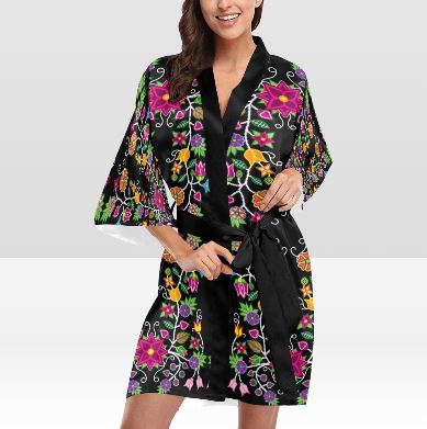 Floral Beadwork Kimono Robe Artsadd
