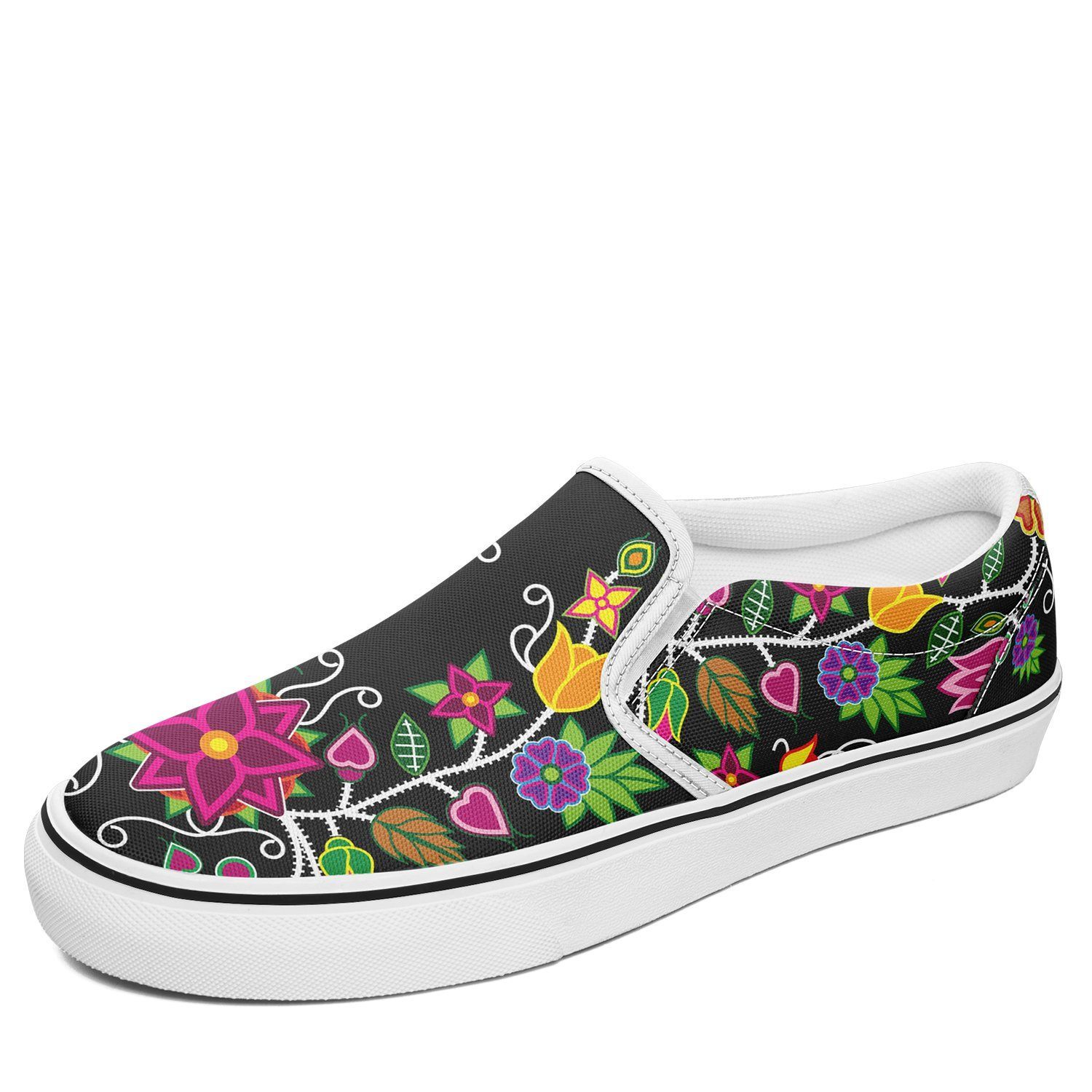 Floral Beadwork Otoyimm Kid's Canvas Slip On Shoes 49 Dzine US Youth 1 / EUR 32 White Sole