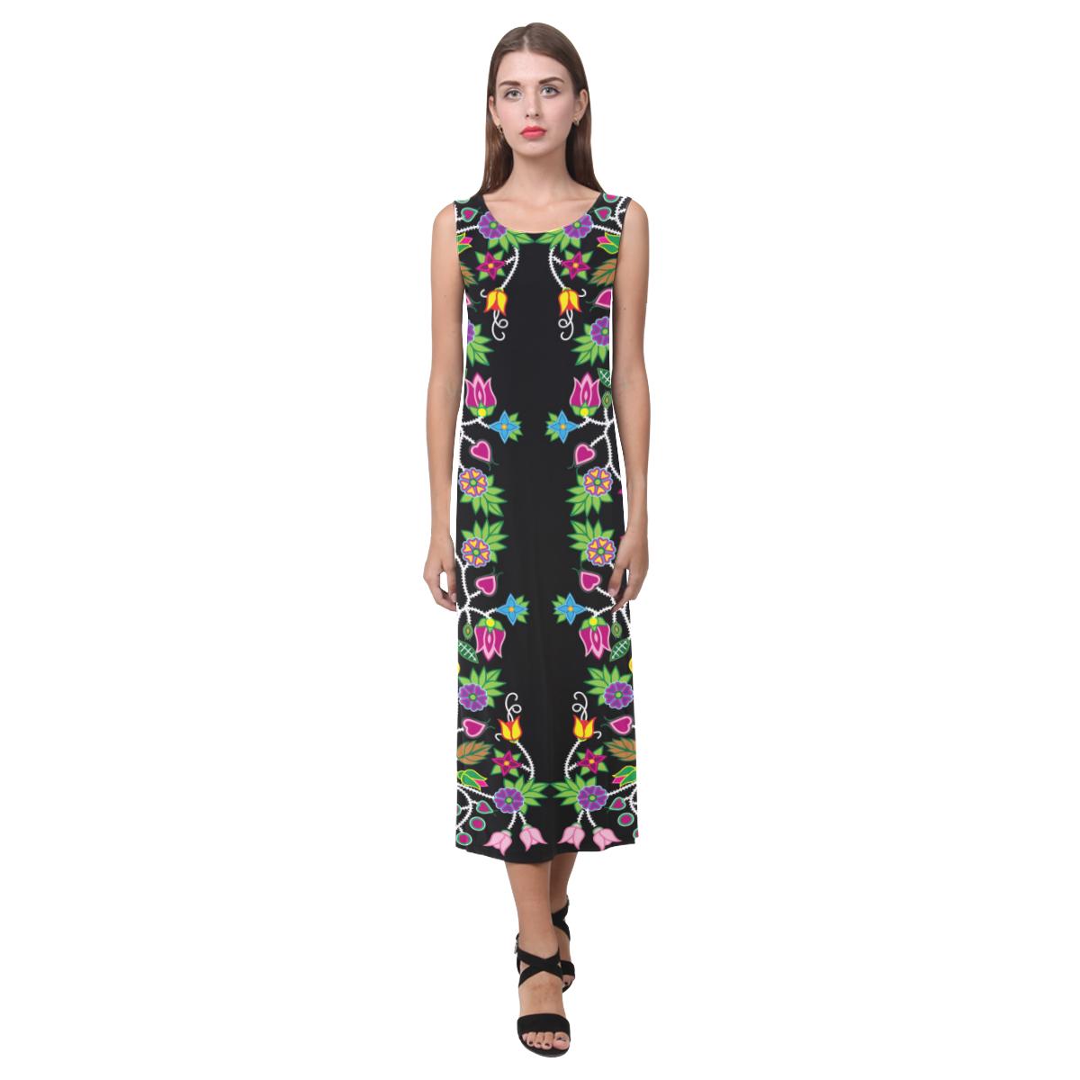 Floral Beadwork Phaedra Sleeveless Open Fork Long Dress (Model D08) Phaedra Sleeveless Open Fork Long Dress (D08) e-joyer