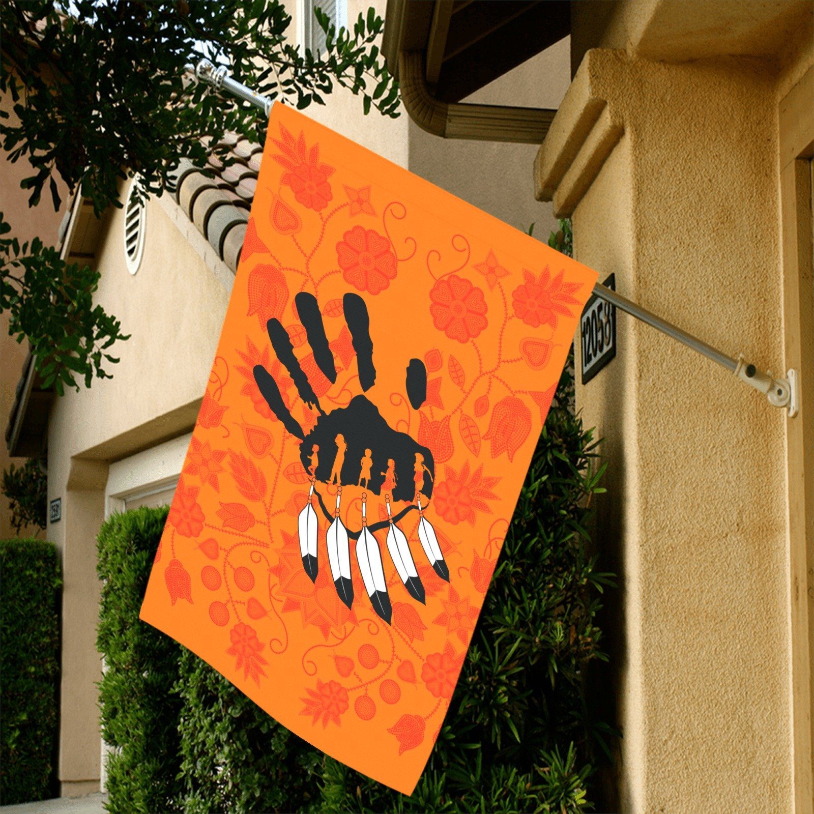 Floral Beadwork Real Orange - A feather for Each Garden Flag 36''x60'' (Two Sides Printing) Garden Flag 36‘’x60‘’ (Two Sides) e-joyer
