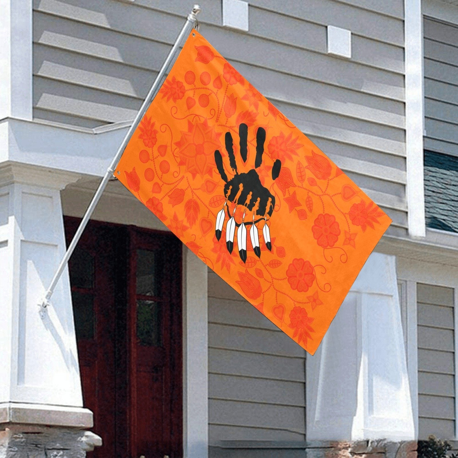 Floral Beadwork Real Orange A feather for each Garden Flag 59"x35" Garden Flag 59"x35" e-joyer