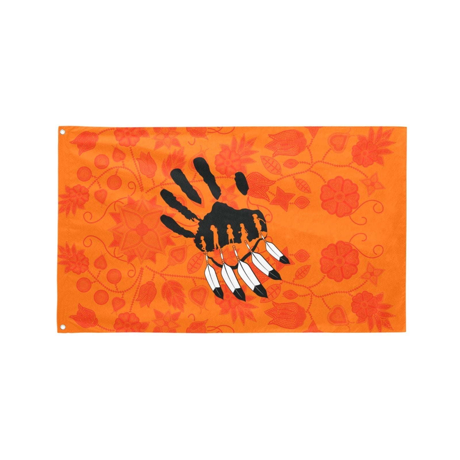 Floral Beadwork Real Orange A feather for each Garden Flag 59"x35" Garden Flag 59"x35" e-joyer