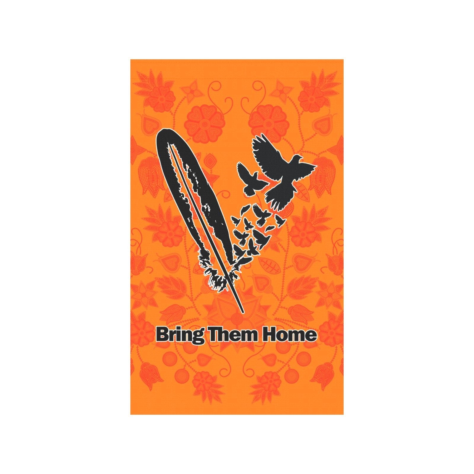 Floral Beadwork Real Orange - Bring Them Home Feather with Doves Garden Flag 36''x60'' (Two Sides Printing) Garden Flag 36‘’x60‘’ (Two Sides) e-joyer