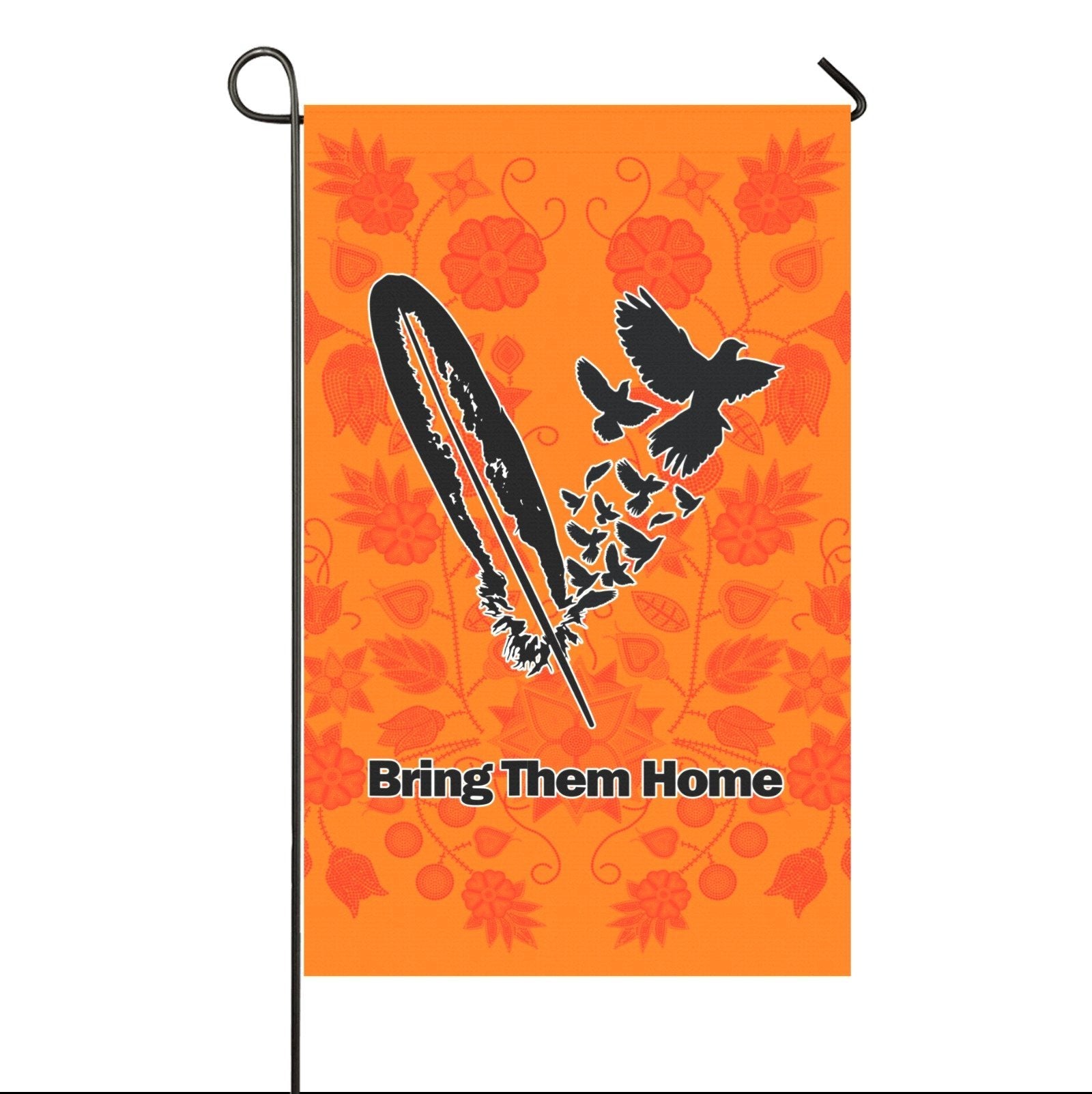 Floral Beadwork Real Orange - Bring Them Home Feather with Doves Garden Flag 36''x60'' (Two Sides Printing) Garden Flag 36‘’x60‘’ (Two Sides) e-joyer