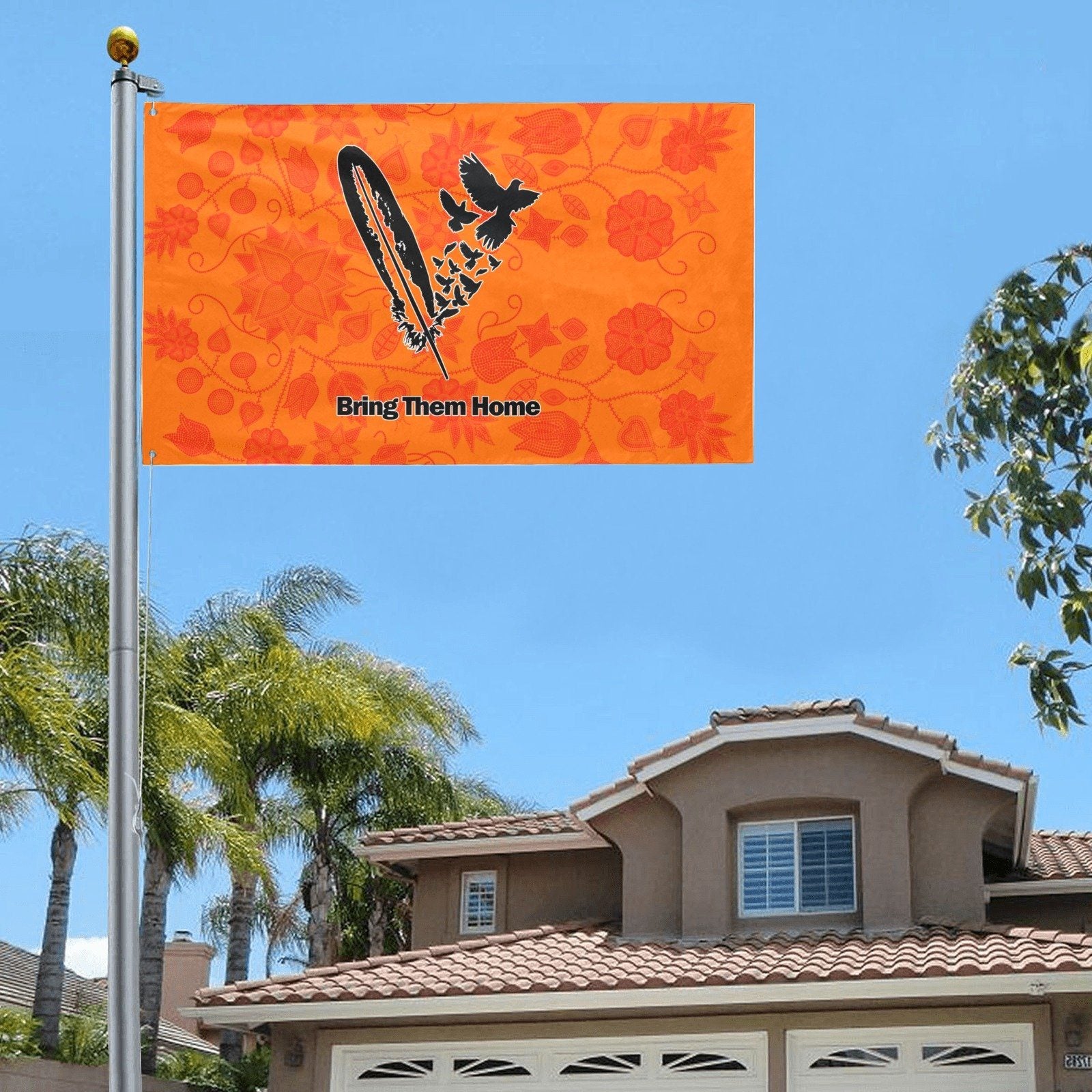 Floral Beadwork Real Orange Bring Them Home Garden Flag 59"x35" Garden Flag 59"x35" e-joyer