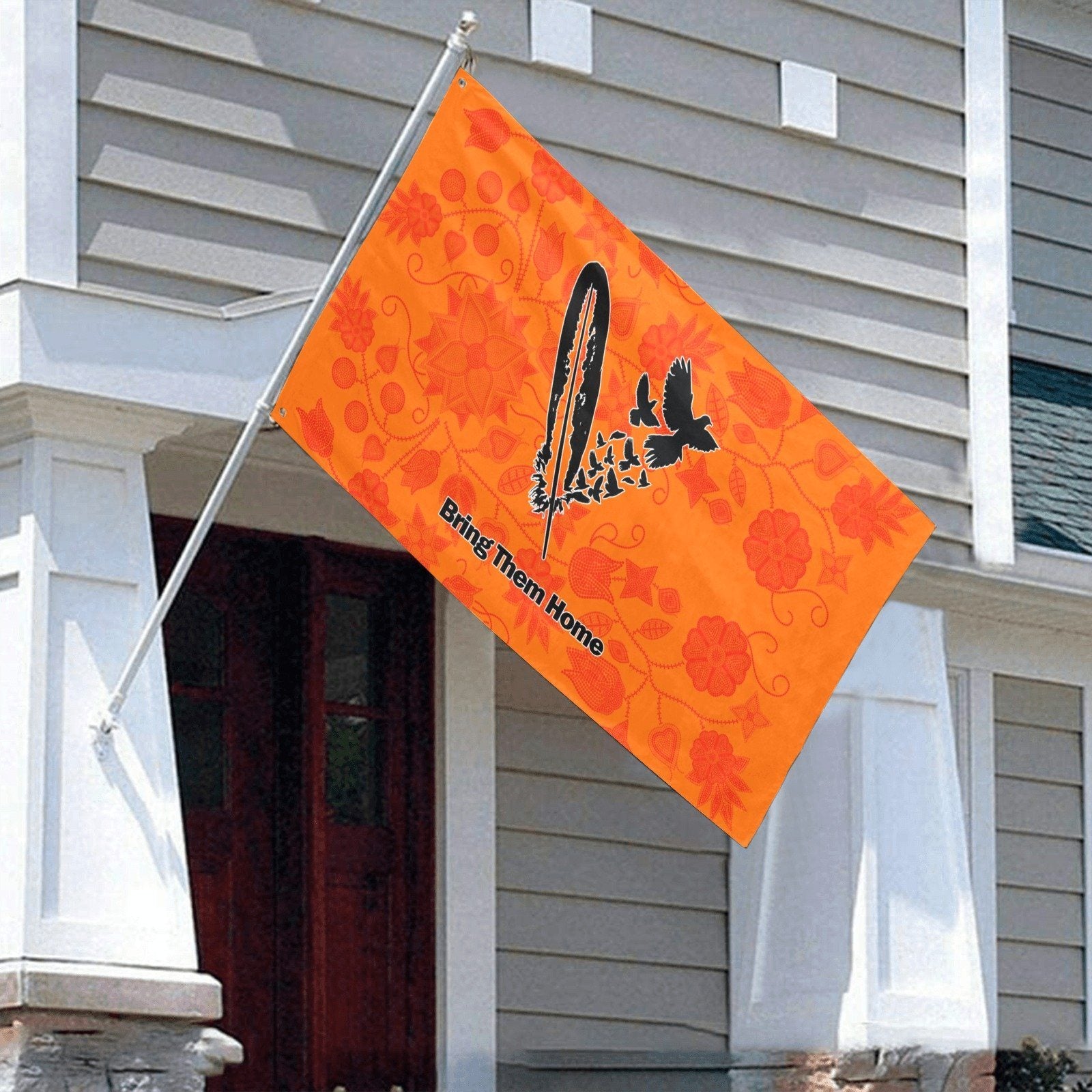 Floral Beadwork Real Orange Bring Them Home Garden Flag 59"x35" Garden Flag 59"x35" e-joyer