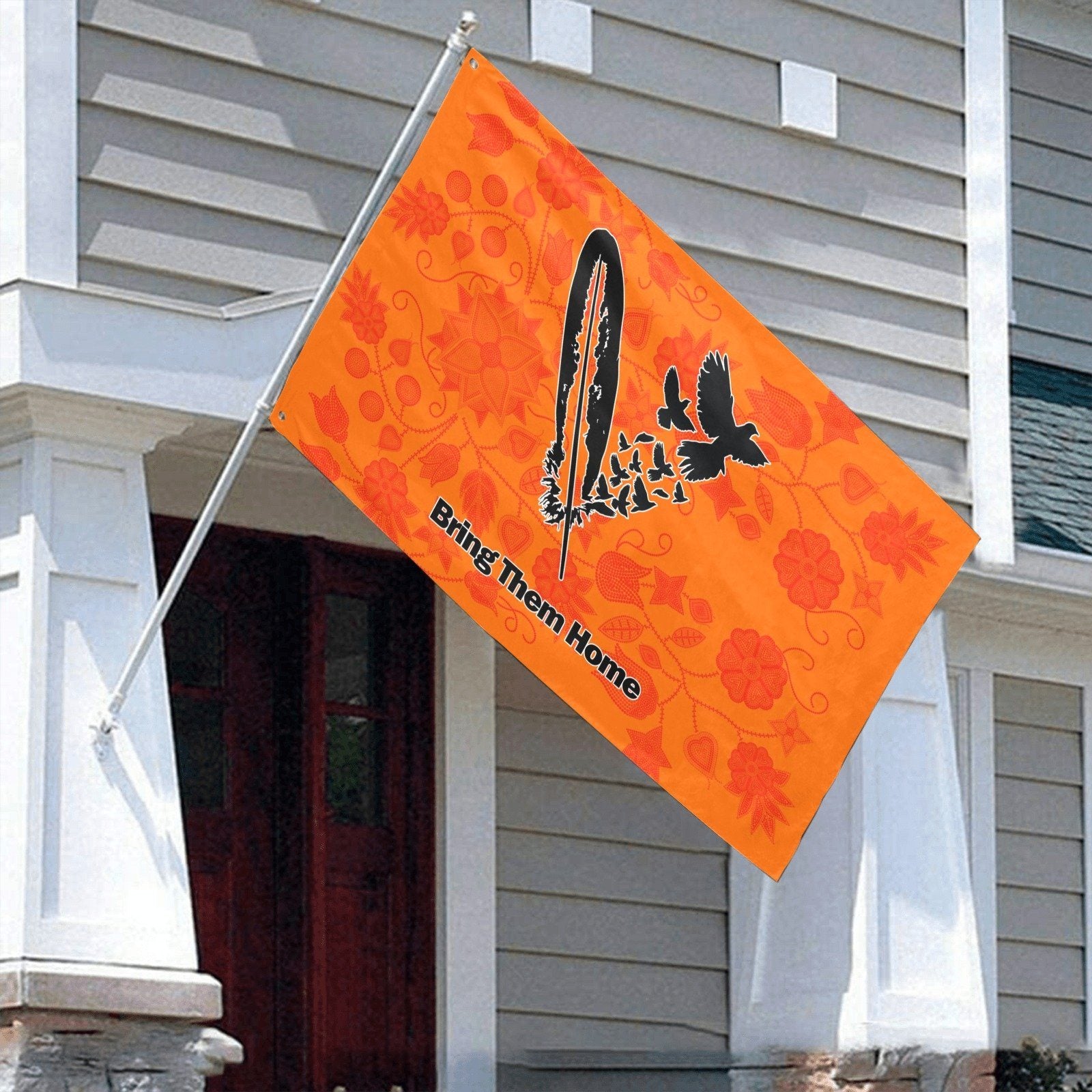 Floral Beadwork Real Orange Bring Them Home Garden Flag 70"x47" Garden Flag 70"x47" e-joyer