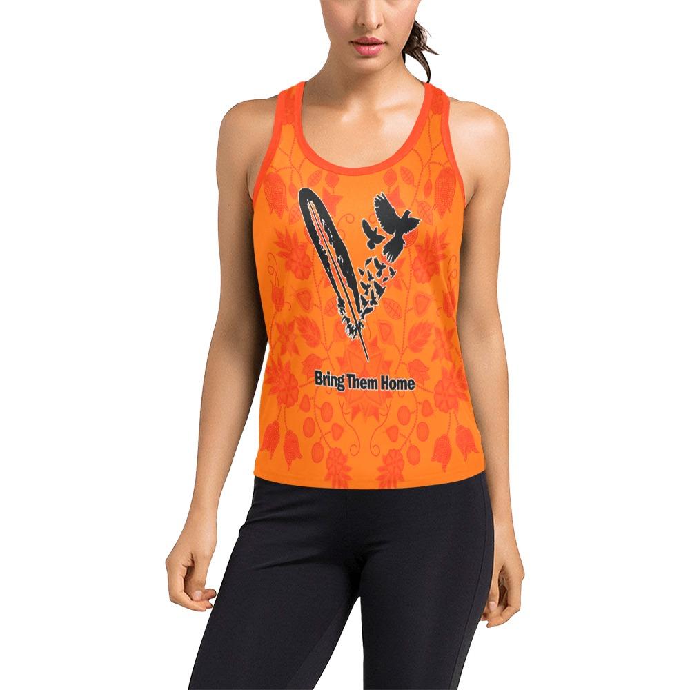 Floral Beadwork Real Orange Bring Them Home Women's Racerback Tank Top (Model T60) Racerback Tank Top (T60) e-joyer
