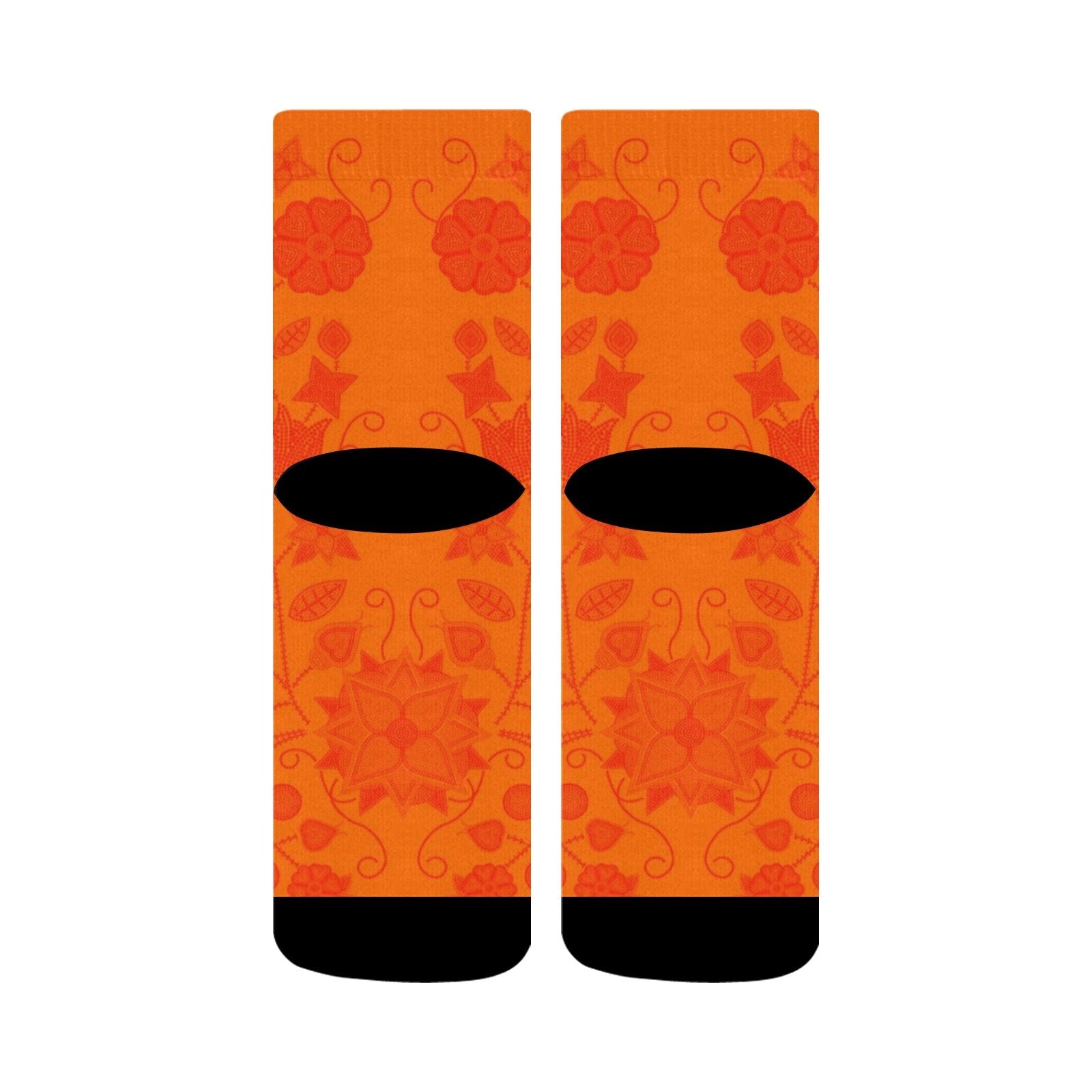 Floral Beadwork Real Orange Crew Socks Crew Socks e-joyer