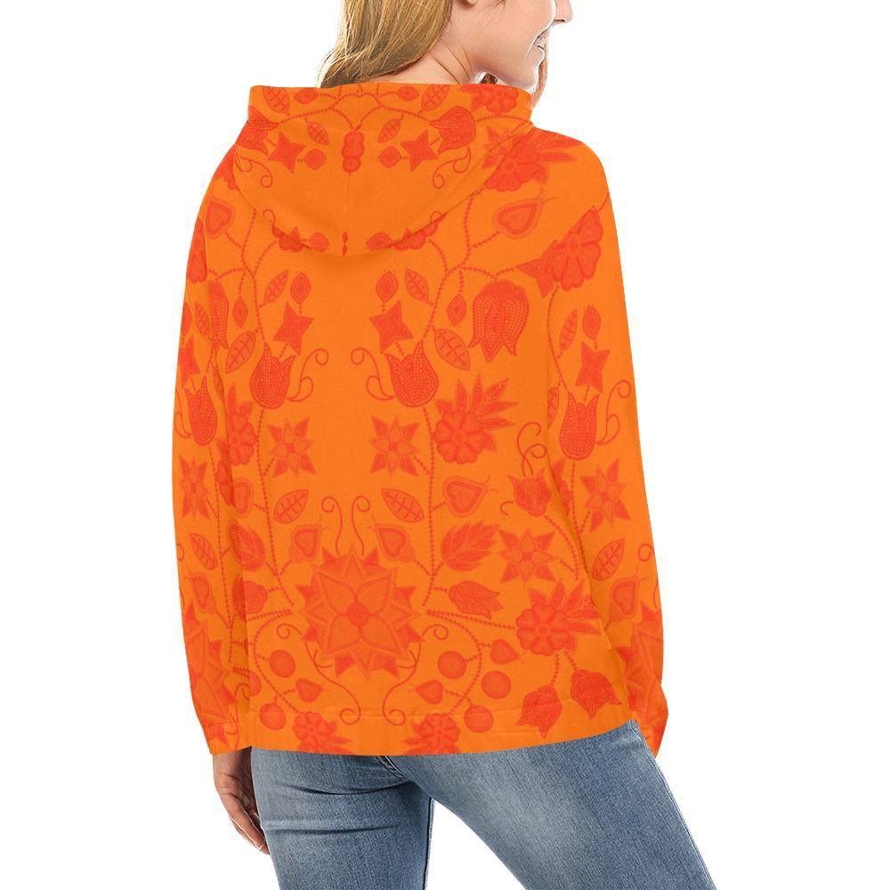 Floral Beadwork Real Orange Feather Directions All Over Print Hoodie for Women (USA Size) (Model H13) All Over Print Hoodie for Women (H13) e-joyer