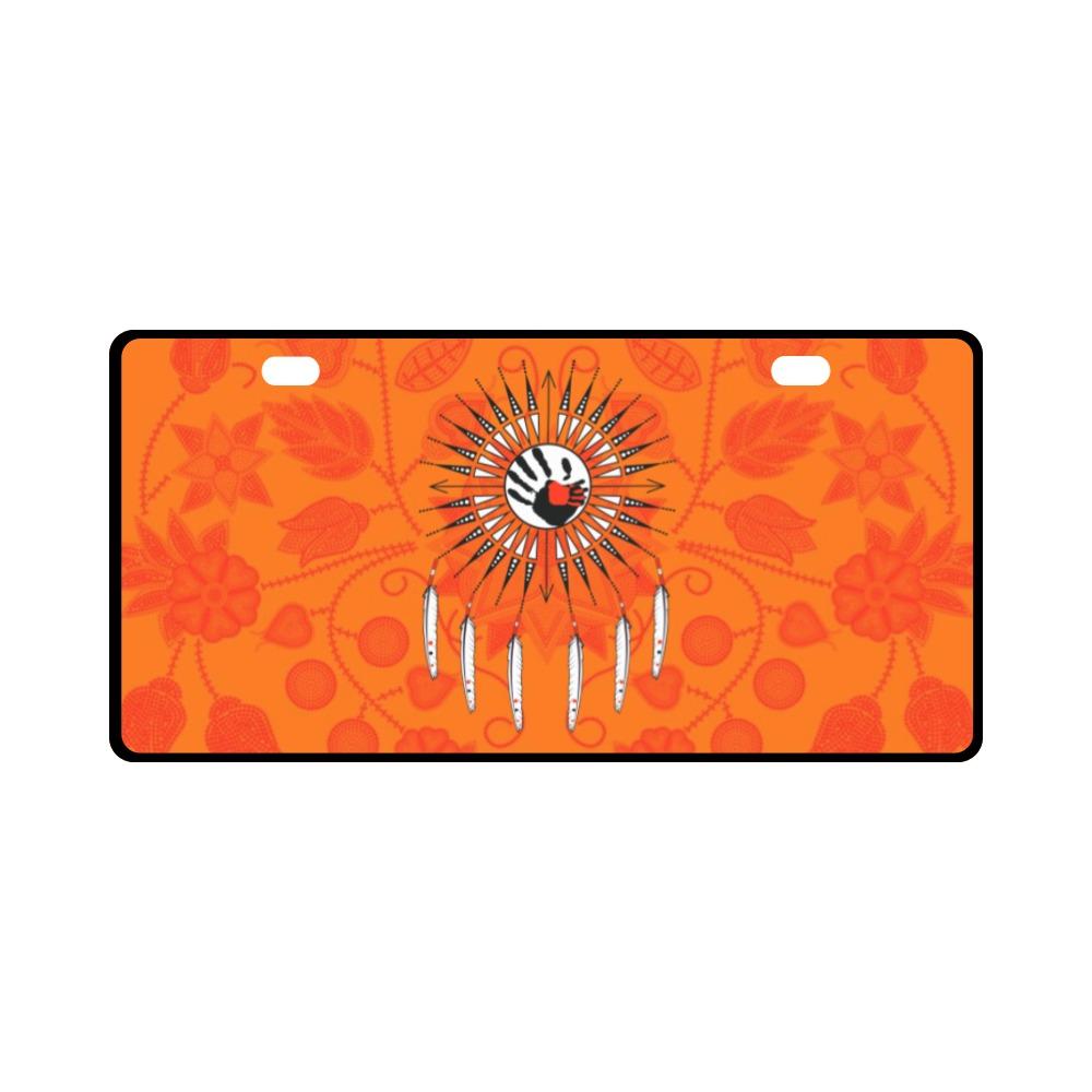 Floral Beadwork Real Orange Feather Directions License Plate License Plate e-joyer