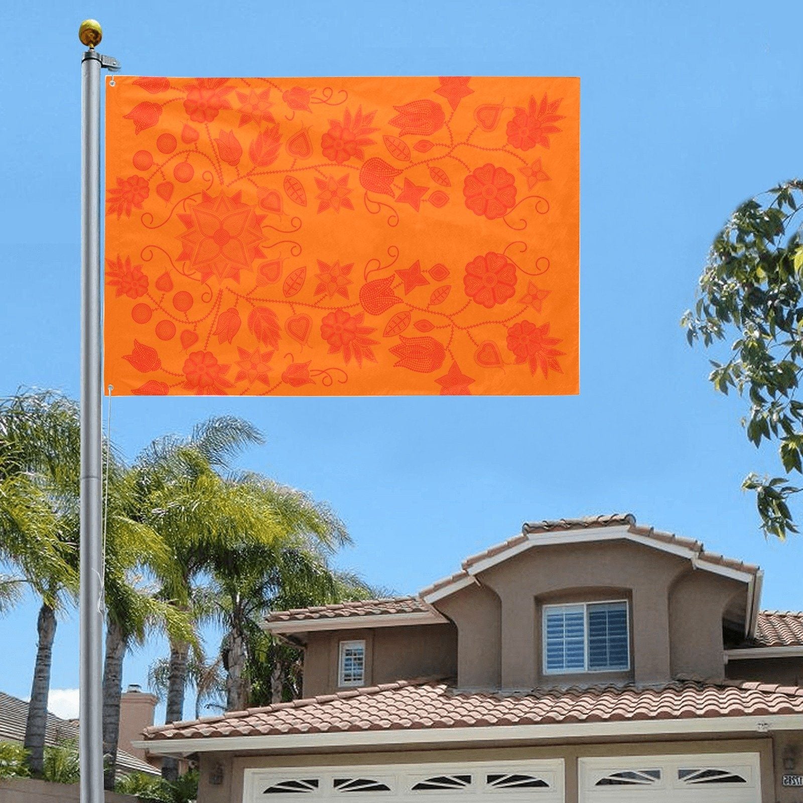 Floral Beadwork Real Orange Garden Flag 70"x47" Garden Flag 70"x47" e-joyer