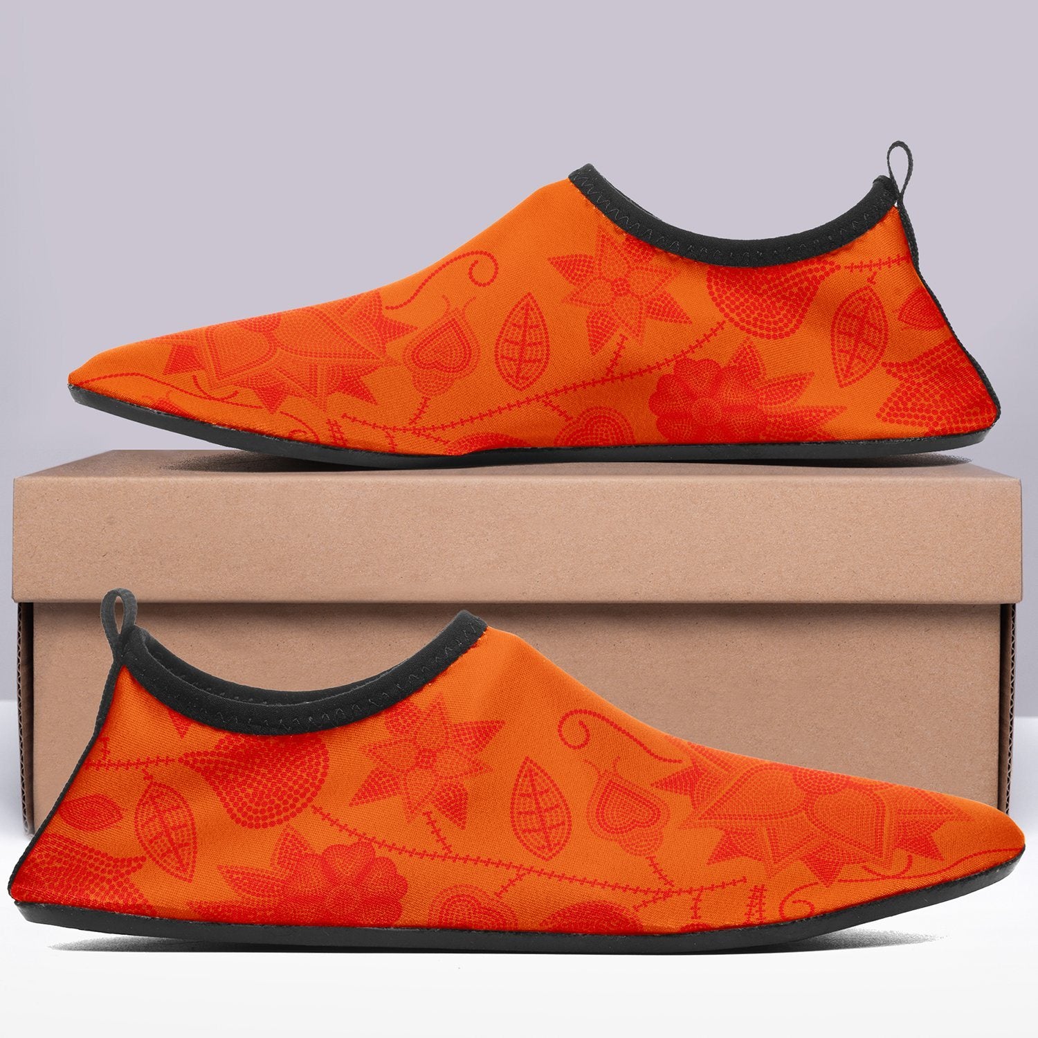 Floral Beadwork Real Orange Sockamoccs Slip On Shoes Herman
