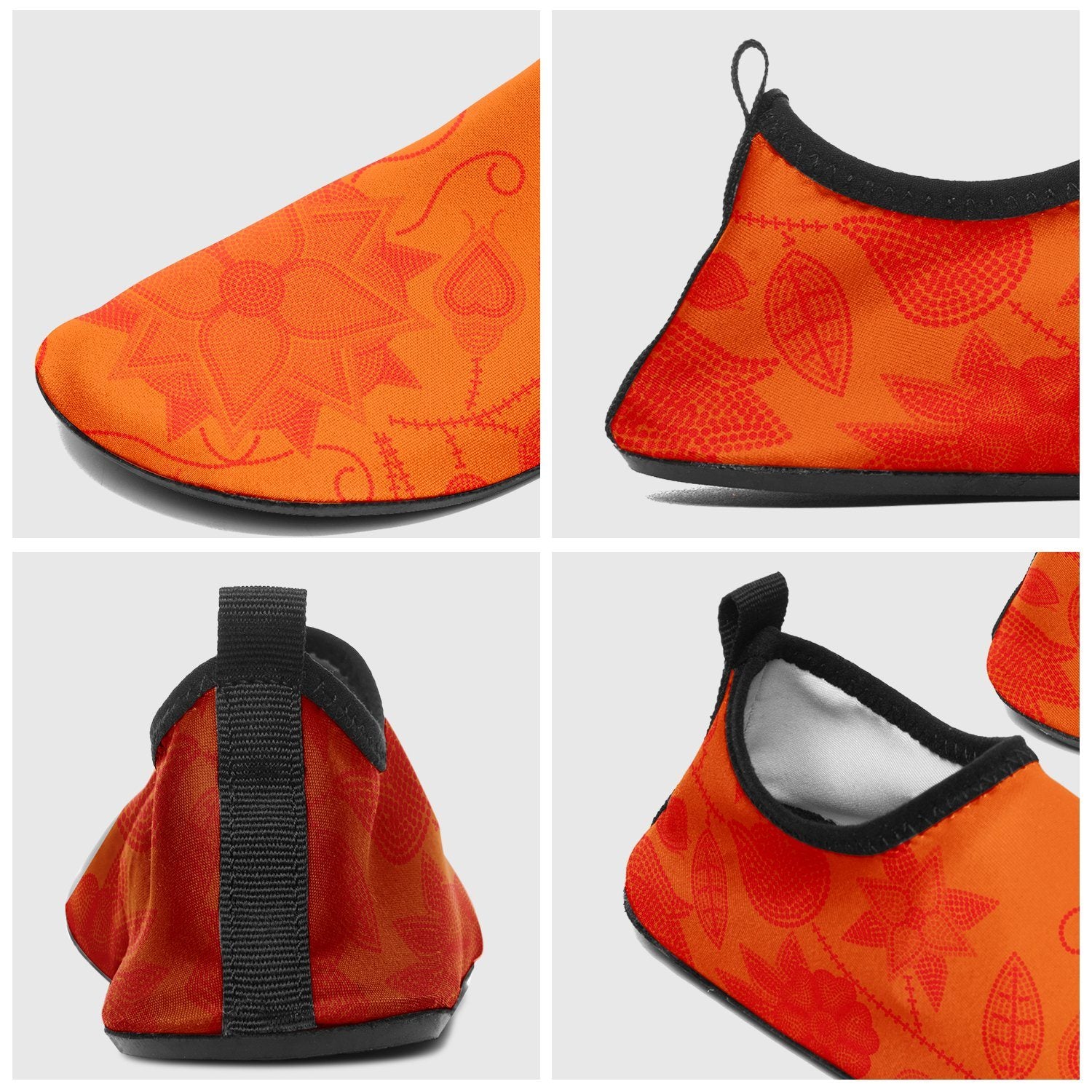 Floral Beadwork Real Orange Sockamoccs Slip On Shoes Herman