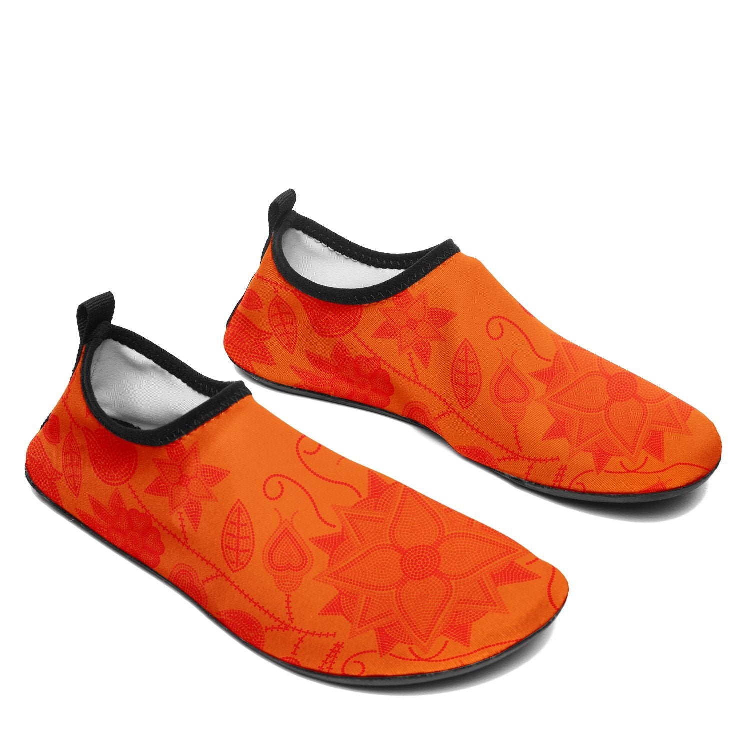 Floral Beadwork Real Orange Sockamoccs Slip On Shoes Herman