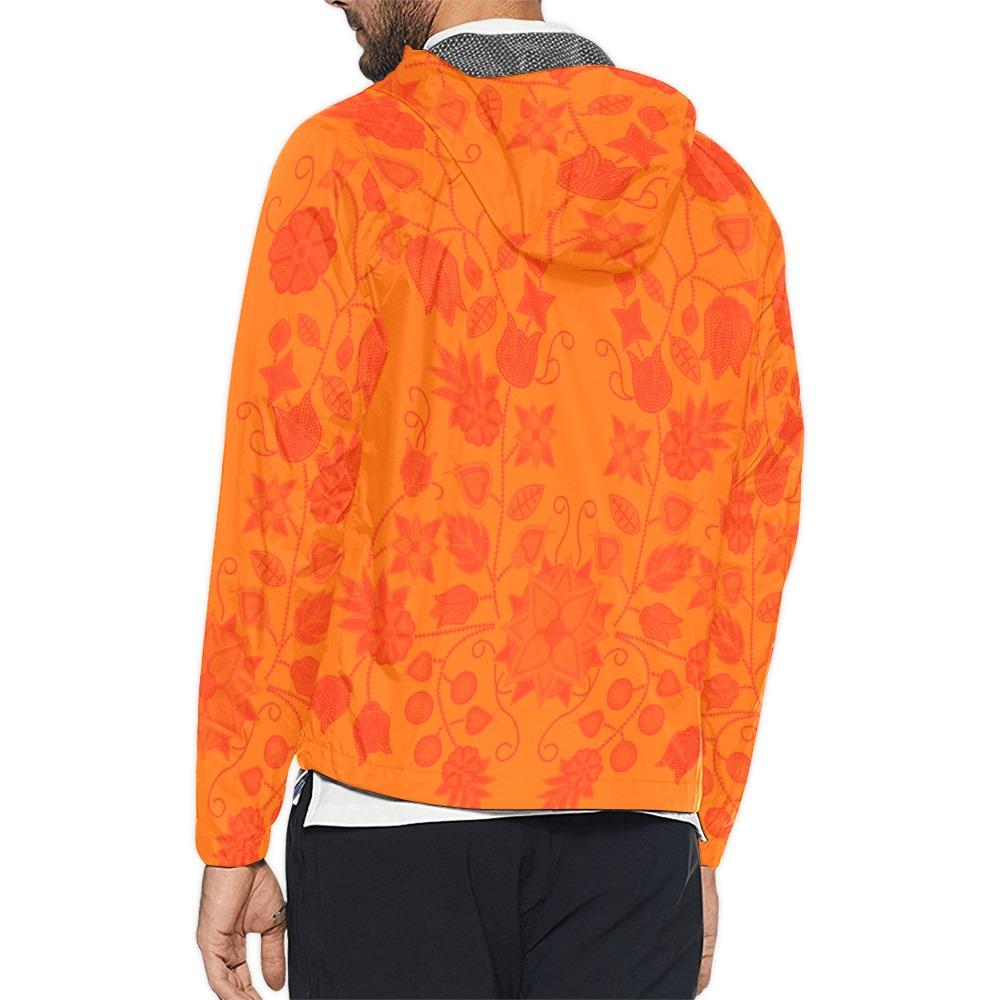 Floral Beadwork Real Orange Unisex All Over Print Windbreaker (Model H23) All Over Print Windbreaker for Men (H23) e-joyer