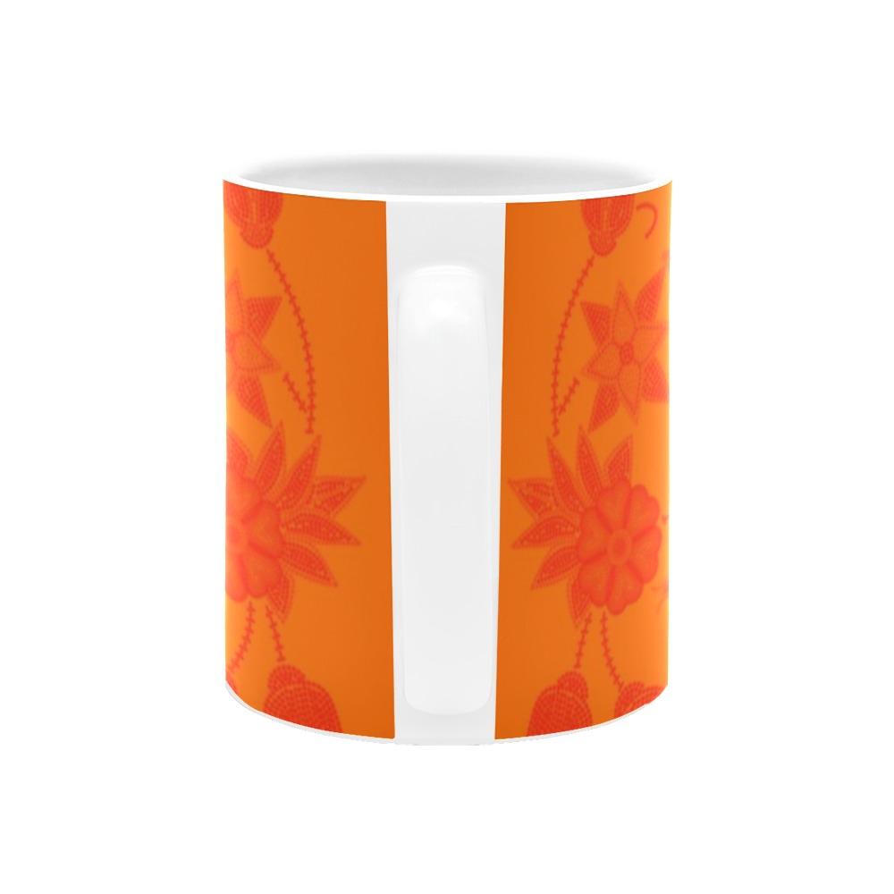 Floral Beadwork Real Orange White Mug(11OZ) White Mug e-joyer