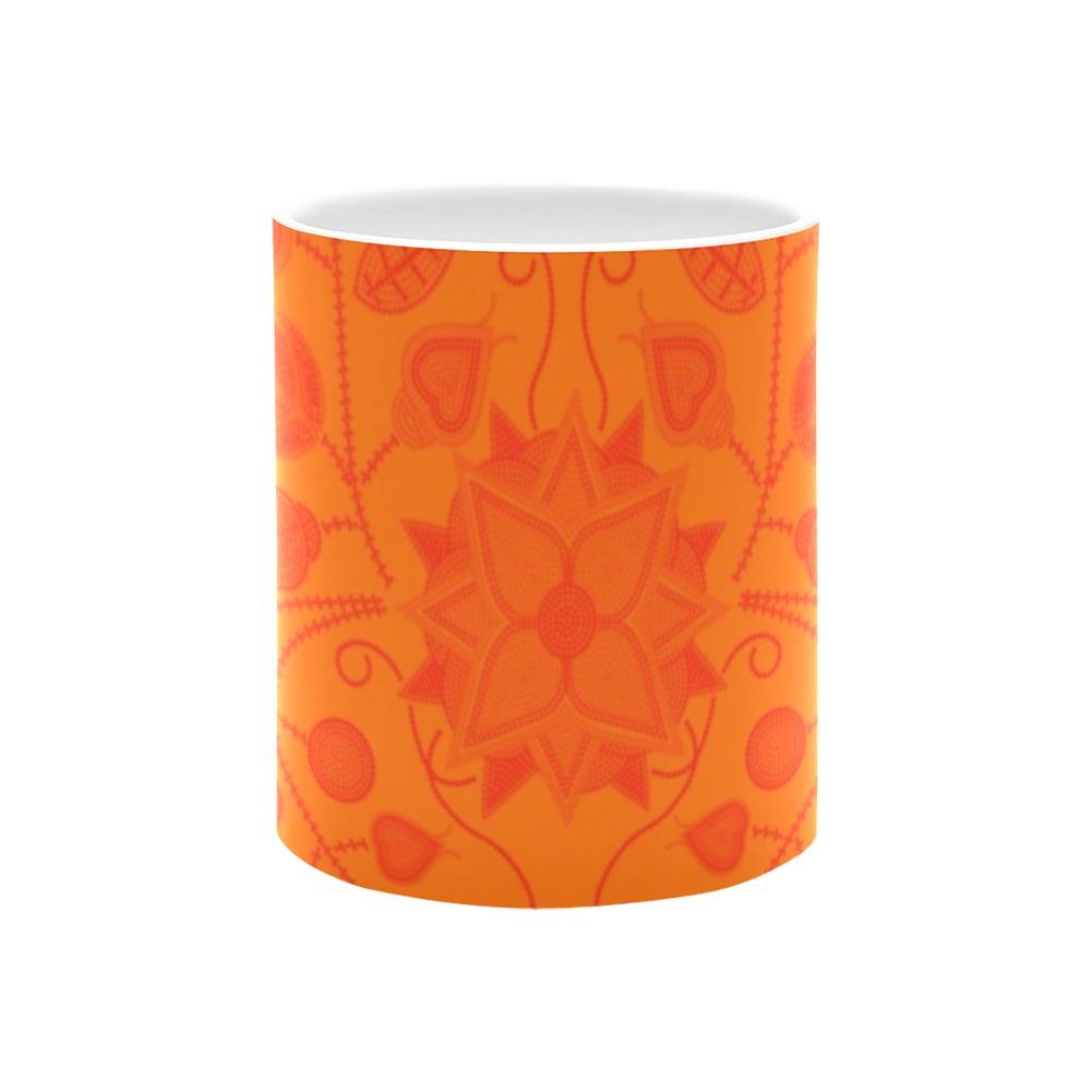Floral Beadwork Real Orange White Mug(11OZ) White Mug e-joyer
