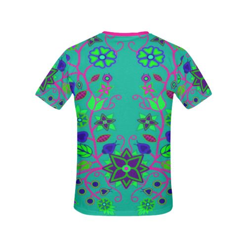 Floral Beadwork Seven Clans Deep Lake All Over Print T-shirt for Women/Large Size (USA Size) (Model T40) All Over Print T-Shirt for Women/Large (T40) e-joyer