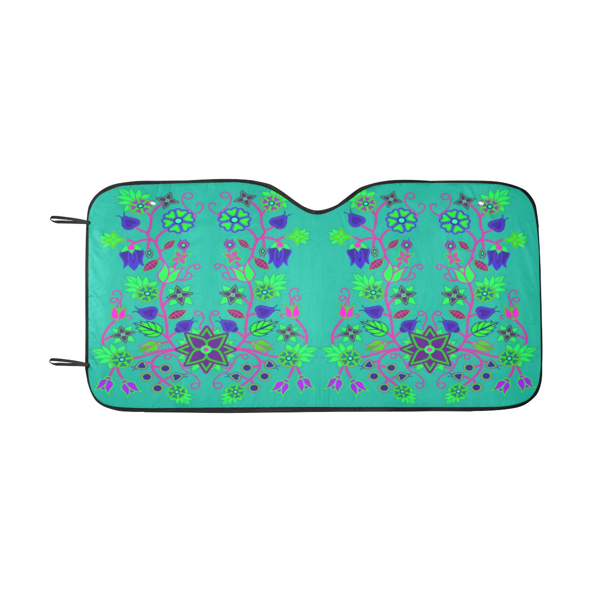 Floral Beadwork Seven Clans Deep Lake Car Sun Shade 55"x30" Car Sun Shade e-joyer