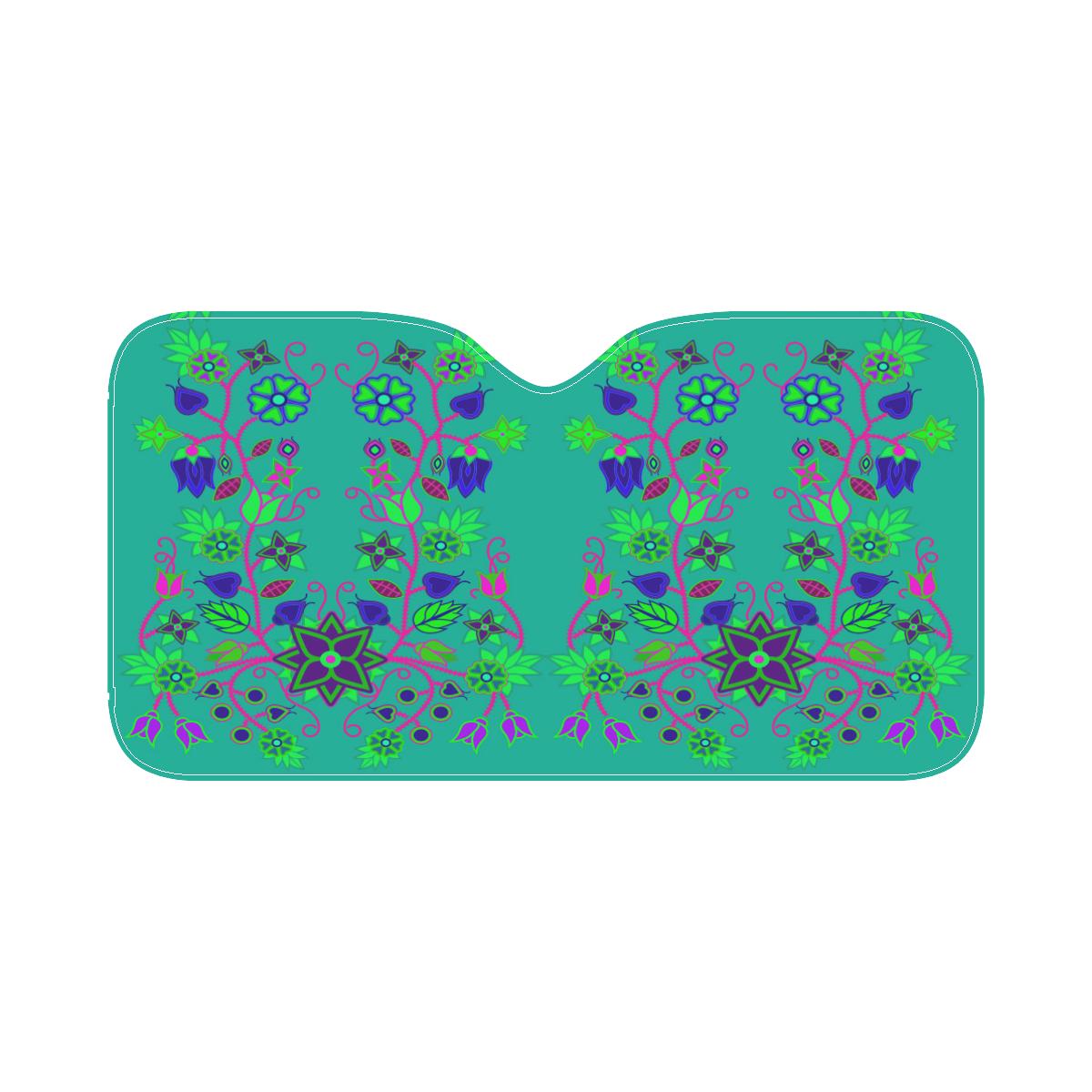 Floral Beadwork Seven Clans Deep Lake Car Sun Shade 55"x30" Car Sun Shade e-joyer