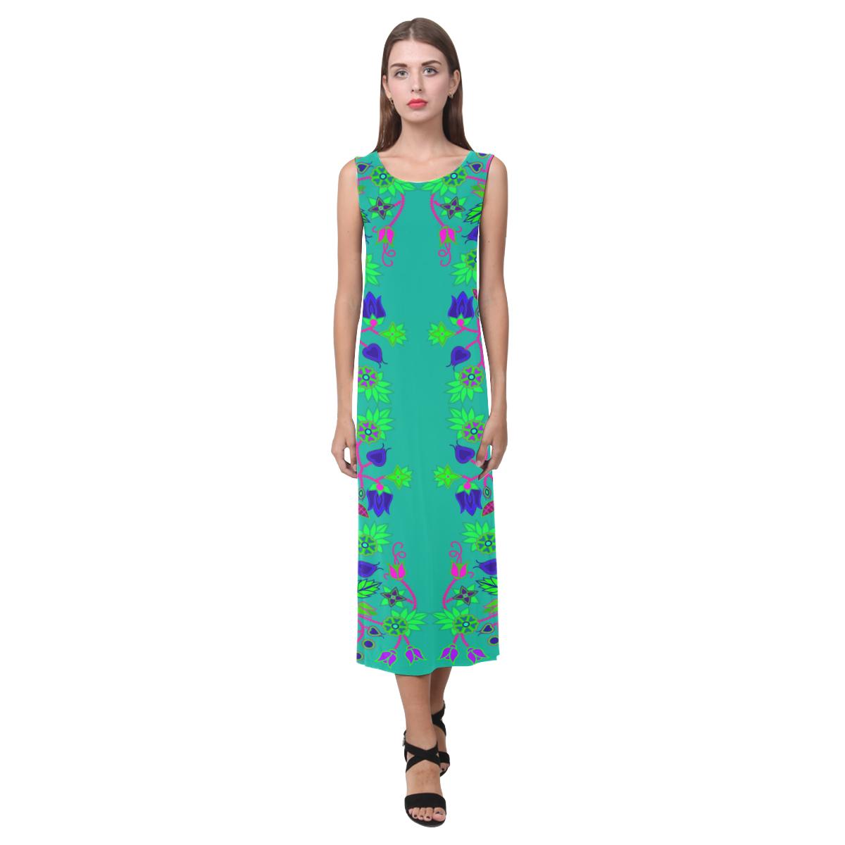 Floral Beadwork Seven Clans Deep Lake Phaedra Sleeveless Open Fork Long Dress (Model D08) Phaedra Sleeveless Open Fork Long Dress (D08) e-joyer