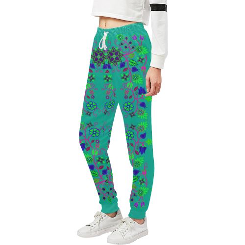 Floral Beadwork Seven Clans Deep Lake Women's All Over Print Sweatpants (Model L11) Women's All Over Print Sweatpants (L11) e-joyer