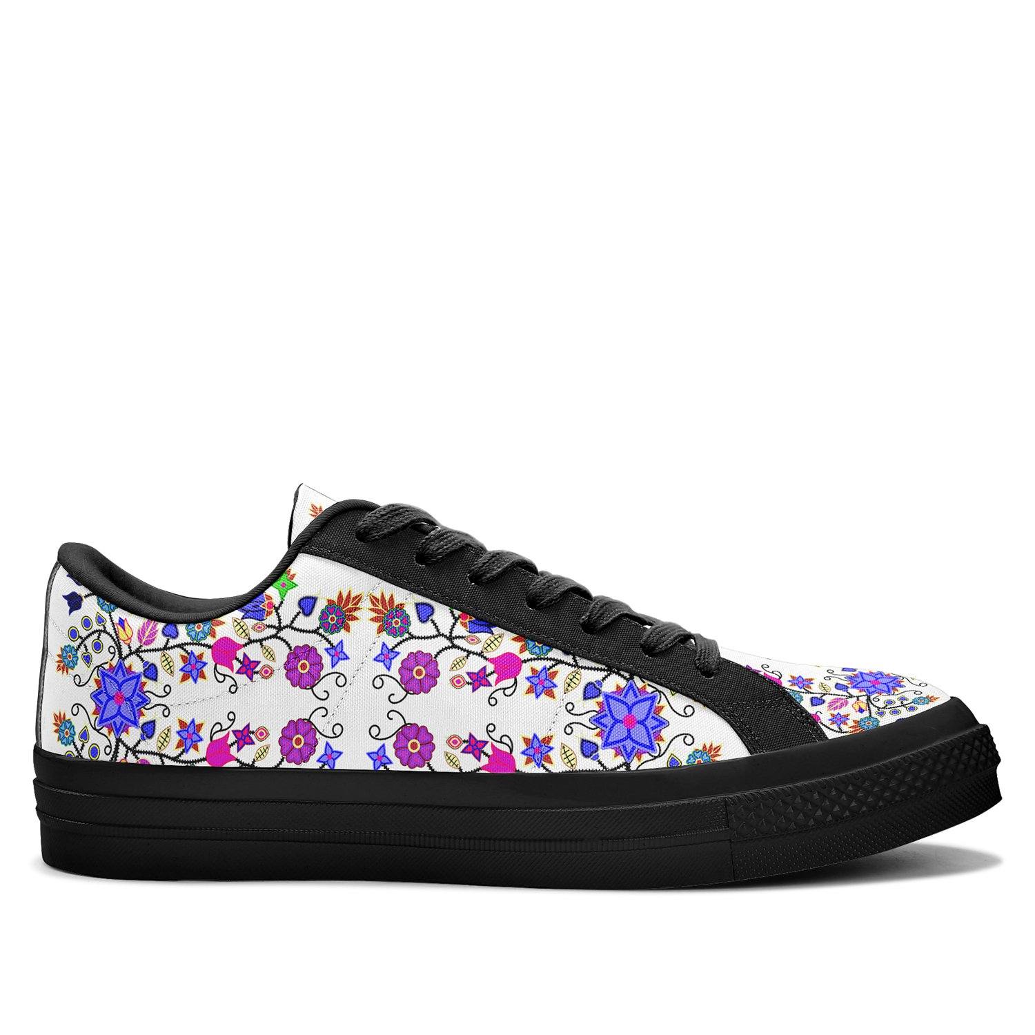 Floral Beadwork Seven Clans White Aapisi Low Top Canvas Shoes Black Sole 49 Dzine