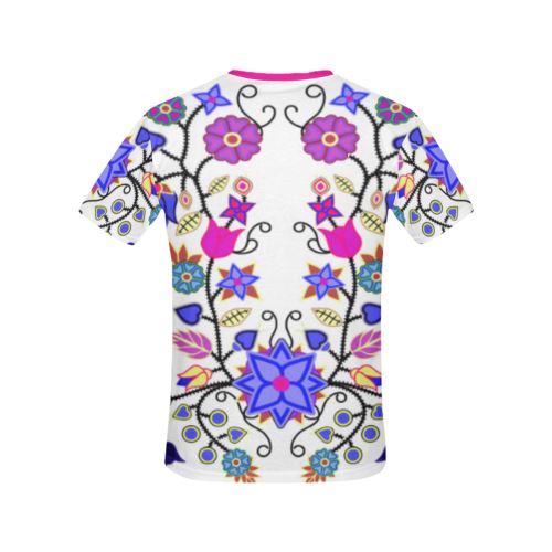 Floral Beadwork Seven Clans White All Over Print T-shirt for Women/Large Size (USA Size) (Model T40) All Over Print T-Shirt for Women/Large (T40) e-joyer