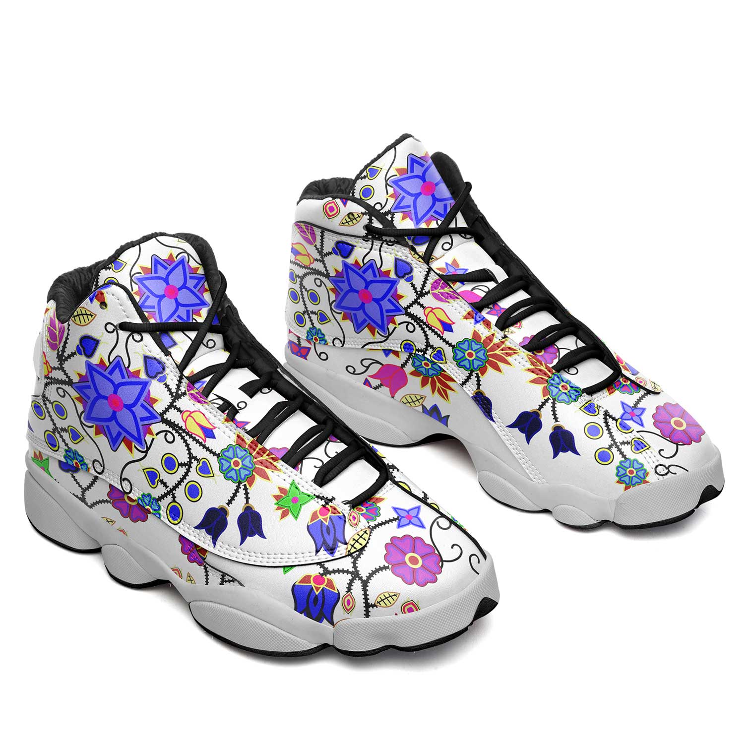 Floral Beadwork Seven Clans White Athletic Shoes Herman