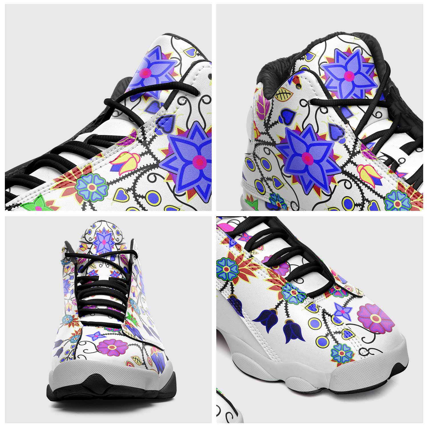 Floral Beadwork Seven Clans White Athletic Shoes Herman