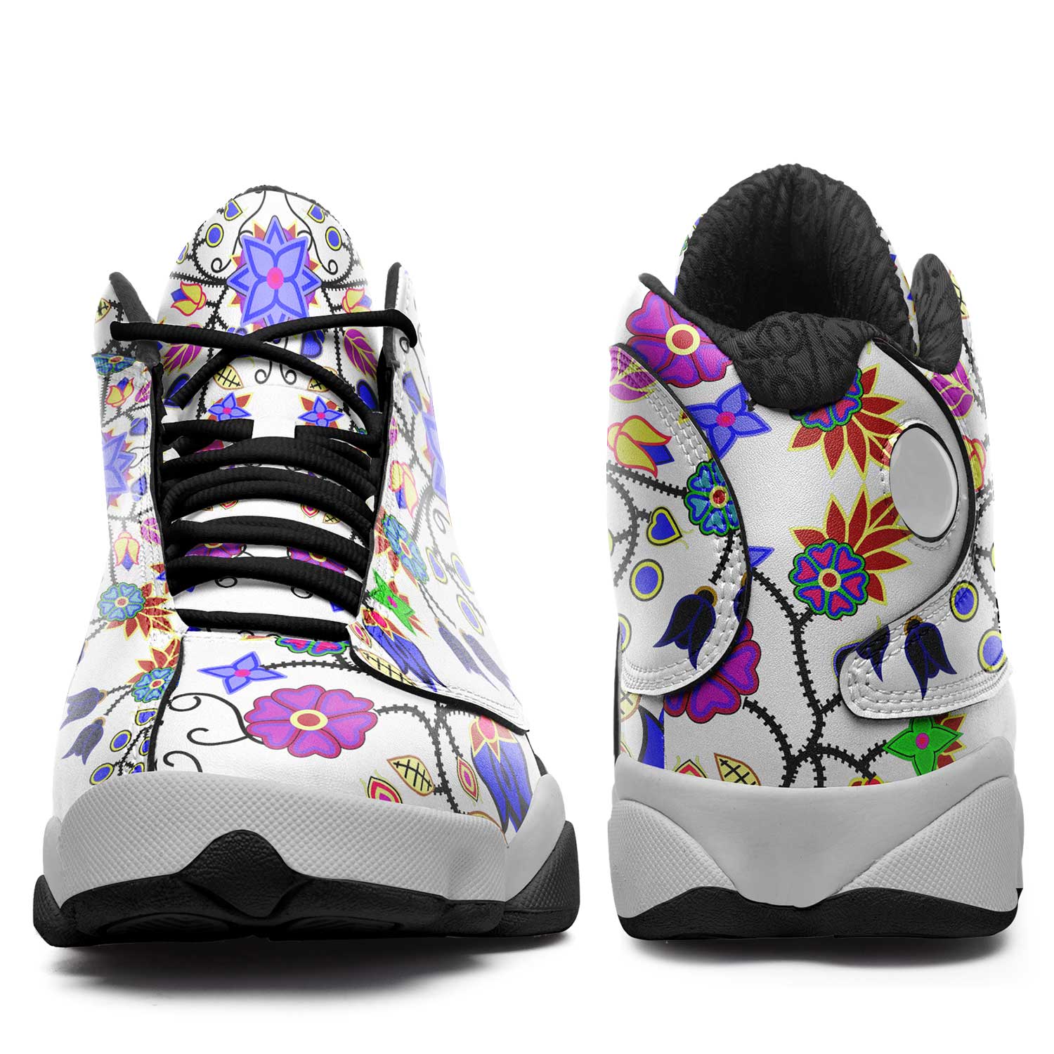 Floral Beadwork Seven Clans White Athletic Shoes Herman
