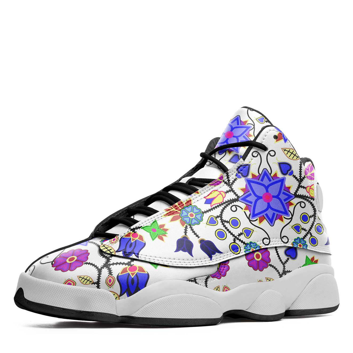 Floral Beadwork Seven Clans White Athletic Shoes Herman