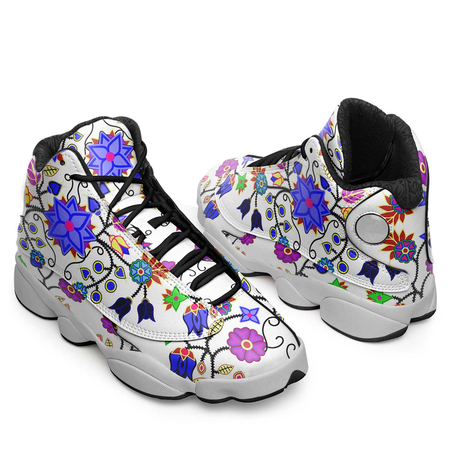 Floral Beadwork Seven Clans White Athletic Shoes Herman