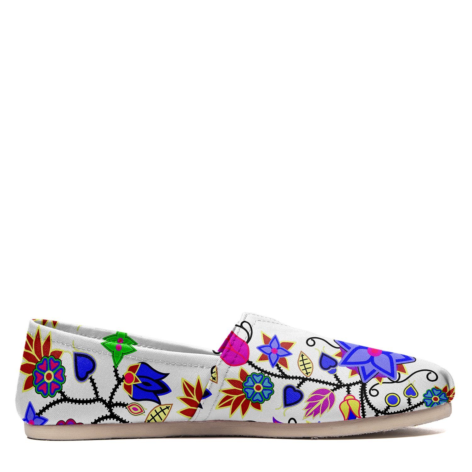 Floral Beadwork Seven Clans White Casual Unisex Slip On Shoe Herman